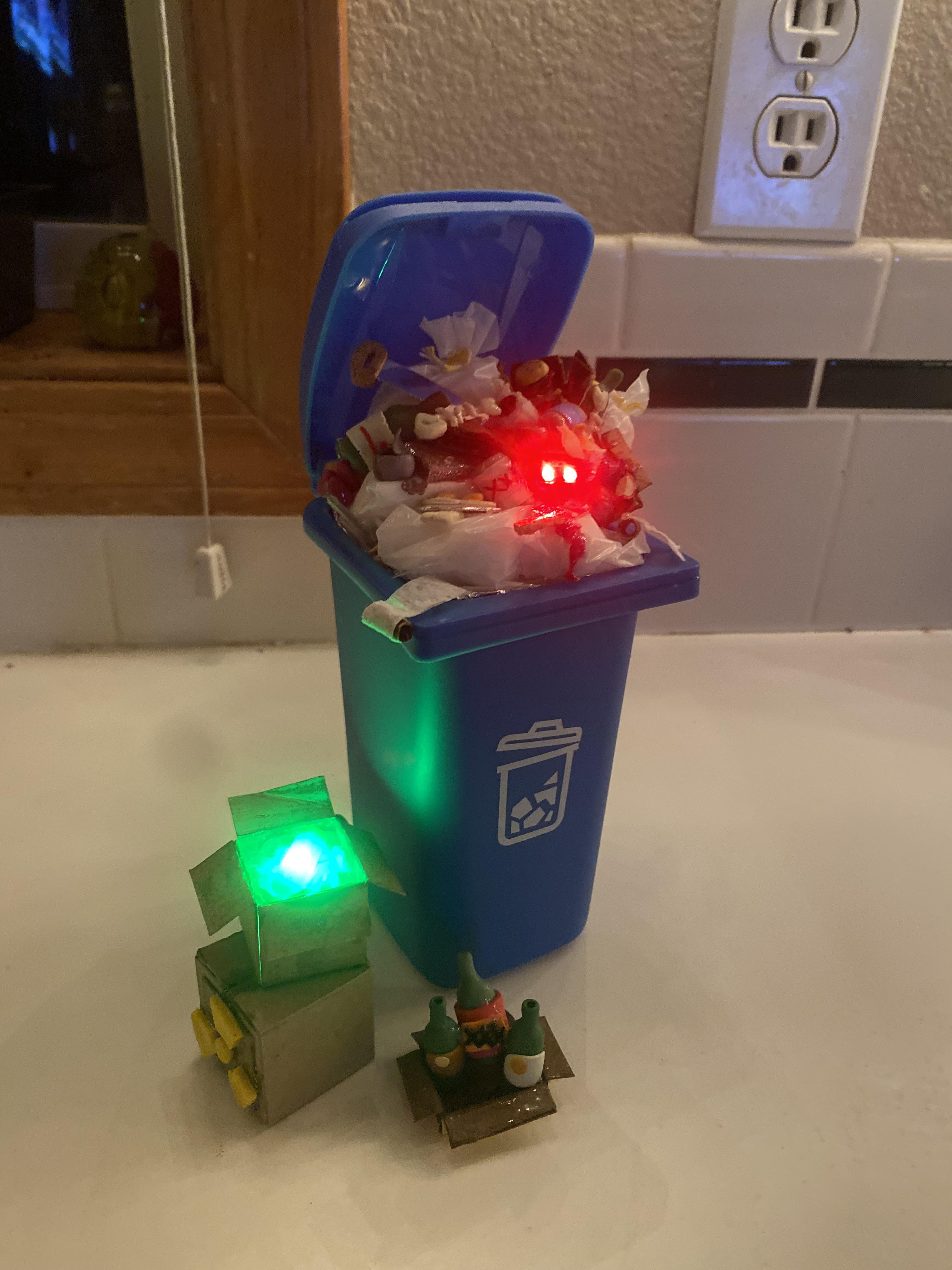 Trash can from dollar store. ‘Trash’ handmade. dioramas