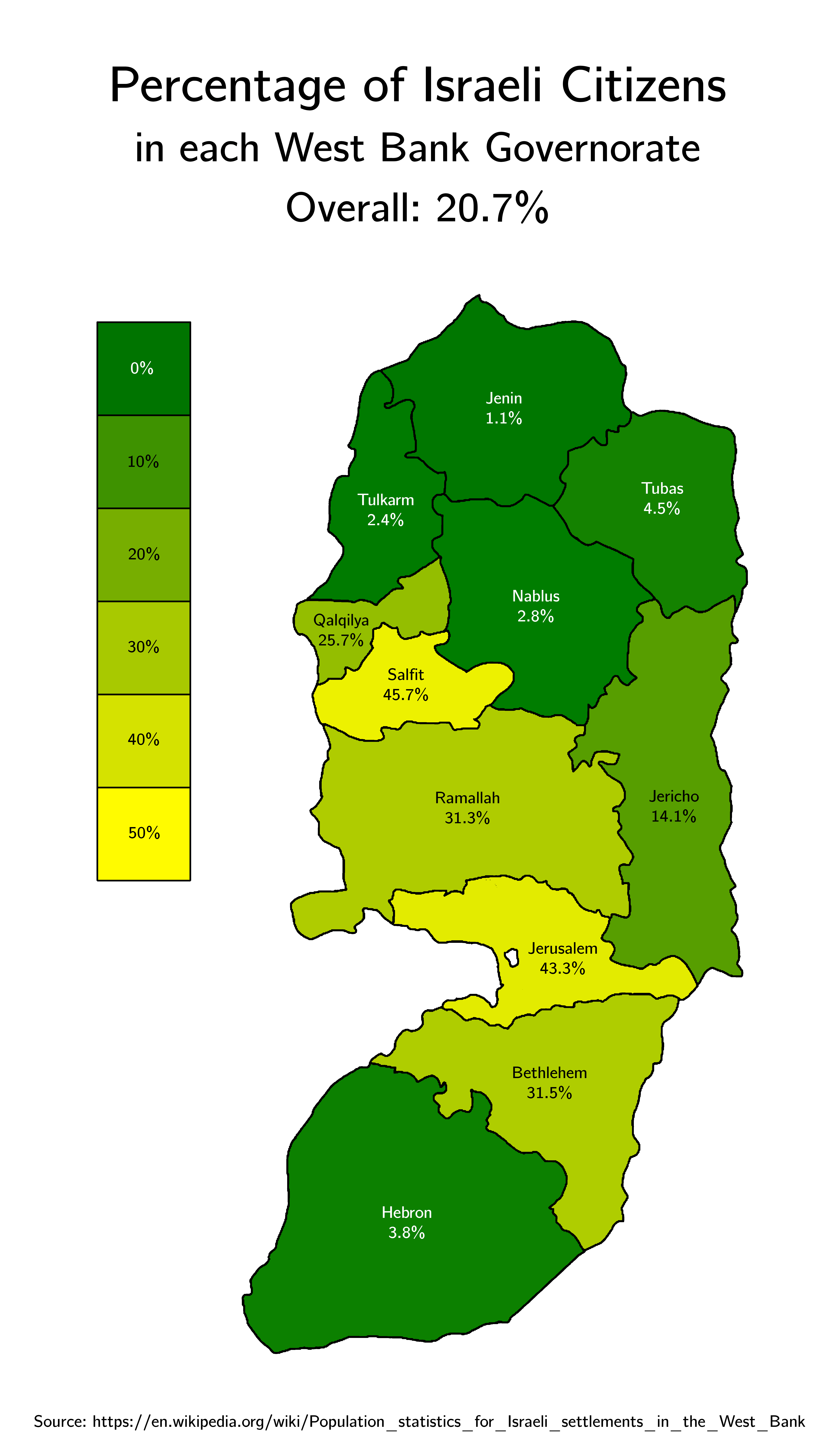 Israeli Citizens in the West Bank r/MapPorn