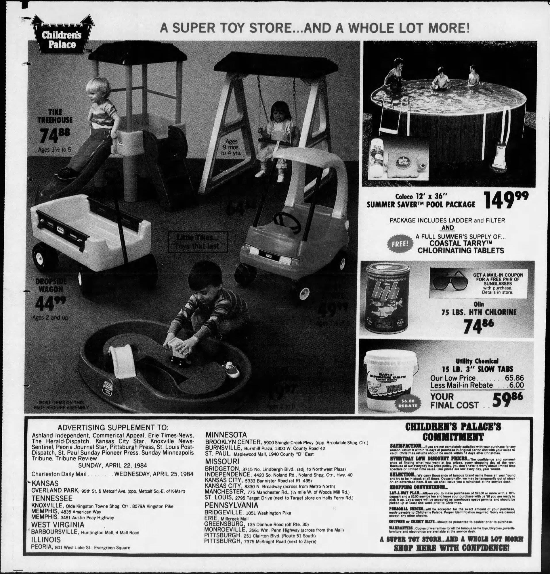 Children's Palace Ad, Apr 22, 1984 r/vintageads