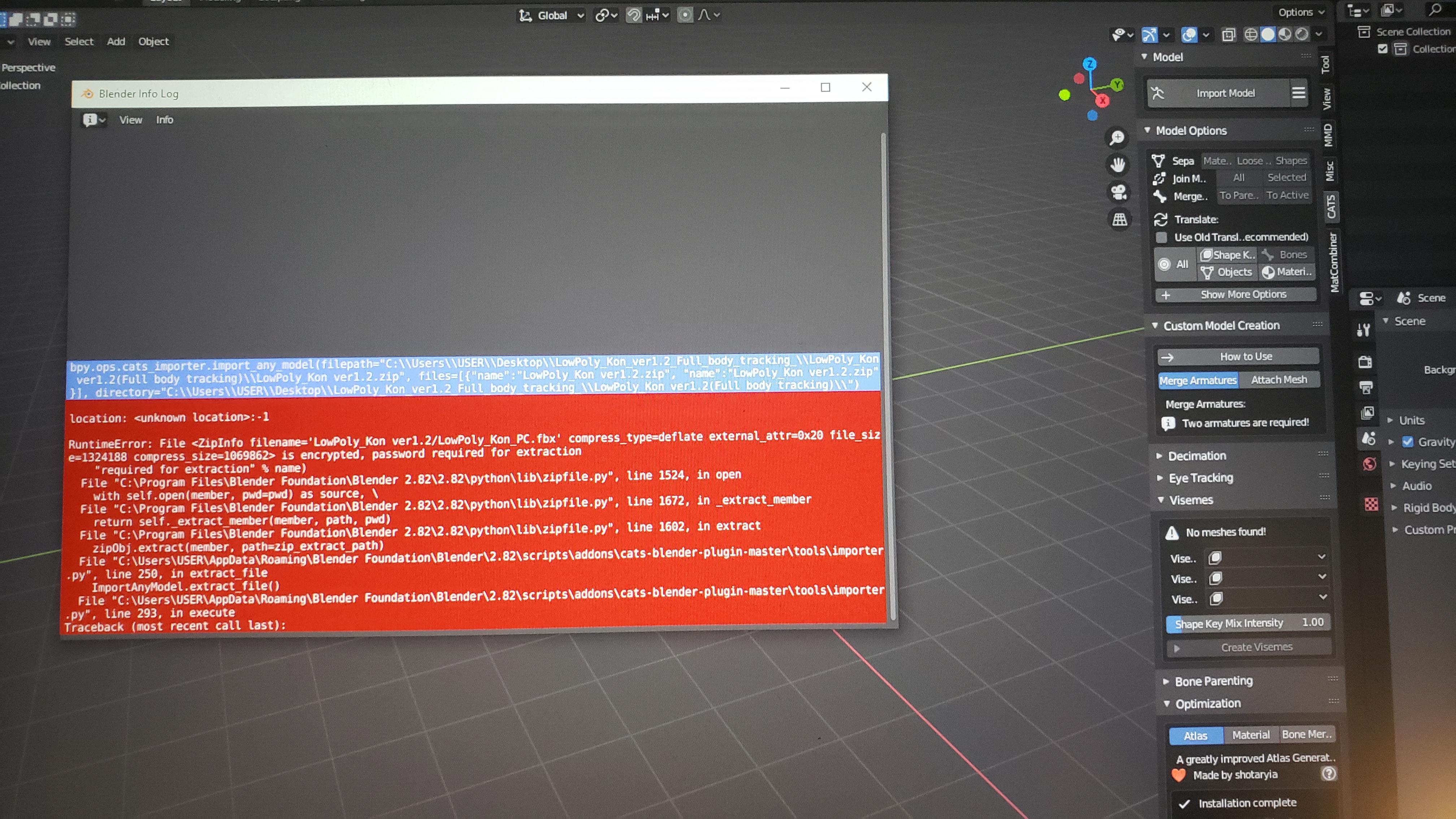 My cats plugin won't let me import files and i'm having some issues can