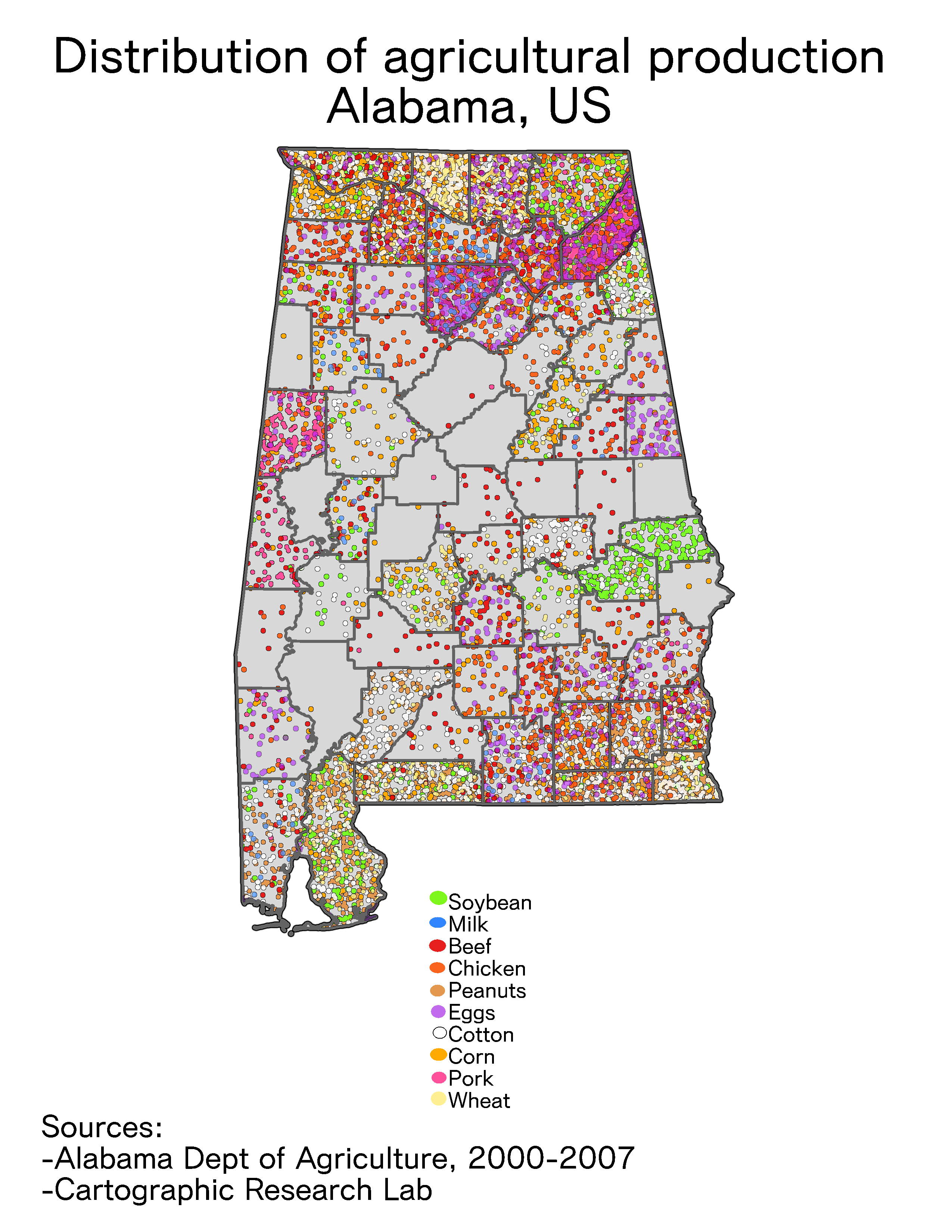 Alabama agricultural production r/MapPorn