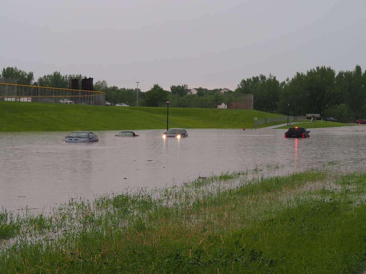Aftermath of the storm. Dodd Road next to Lakeville North High School