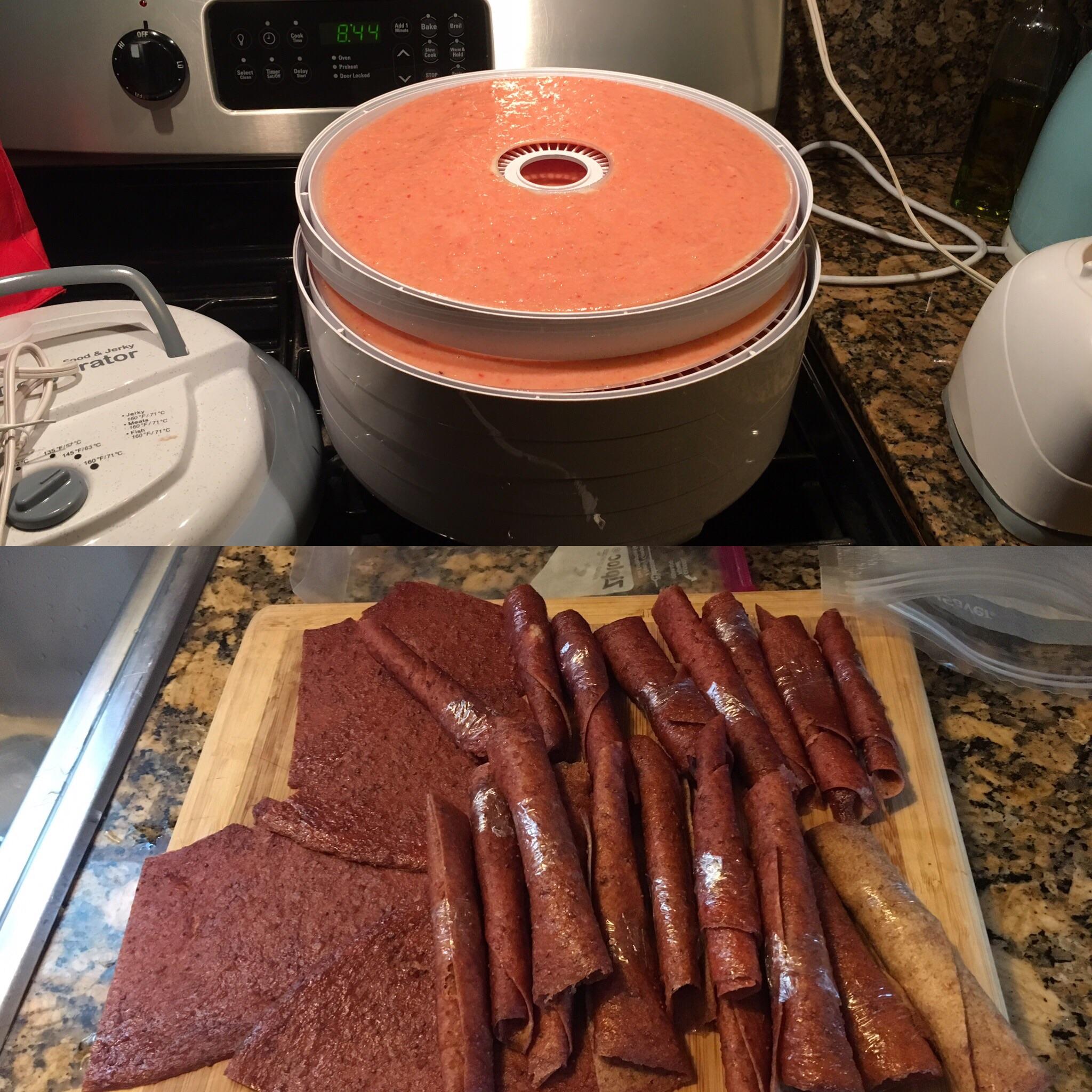 Strawberry, pineapple, apple and mango fruit leather. r/dehydrating