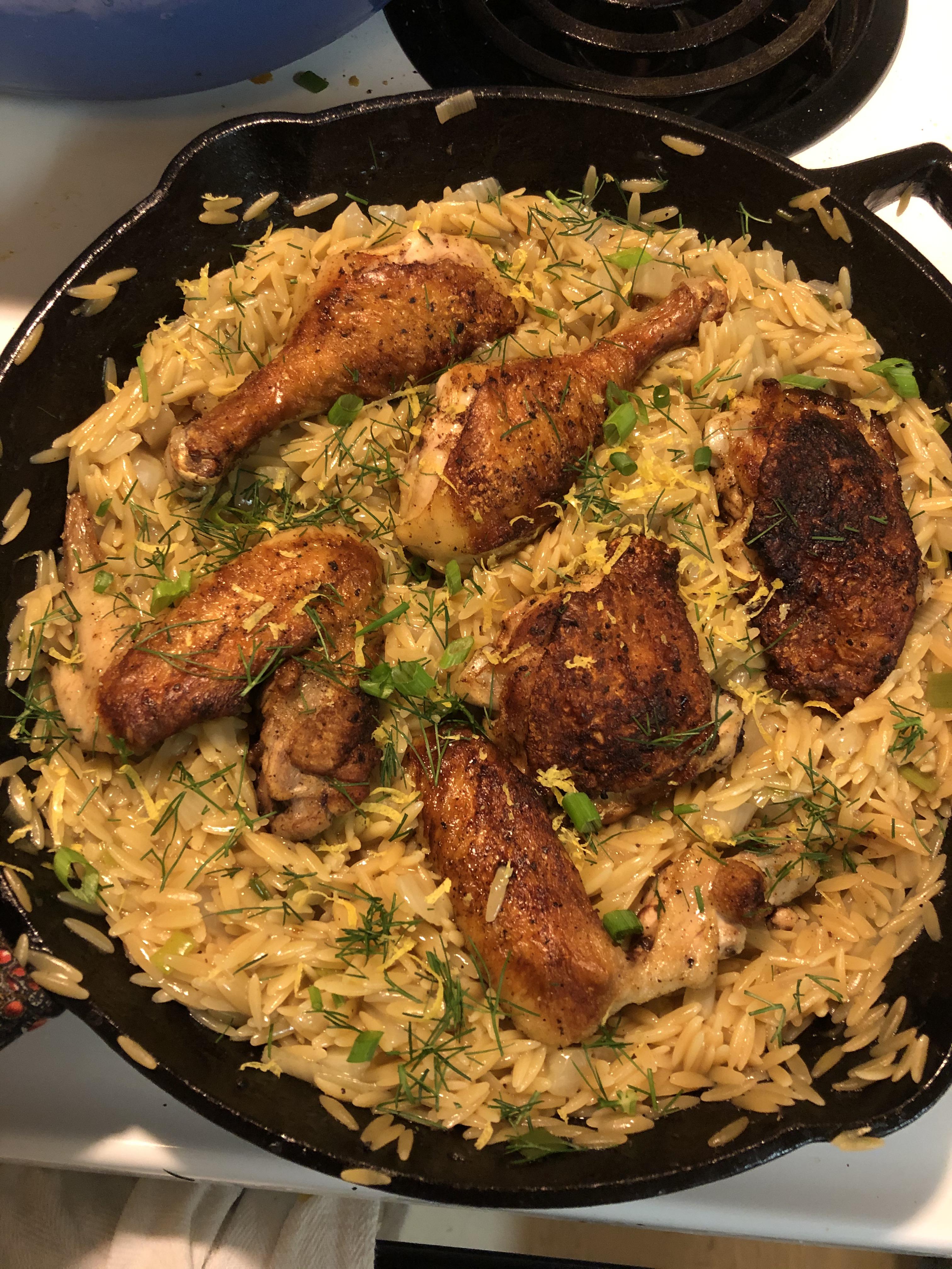 I made BA’s oneskillet chicken with buttery orzo and it was SO good