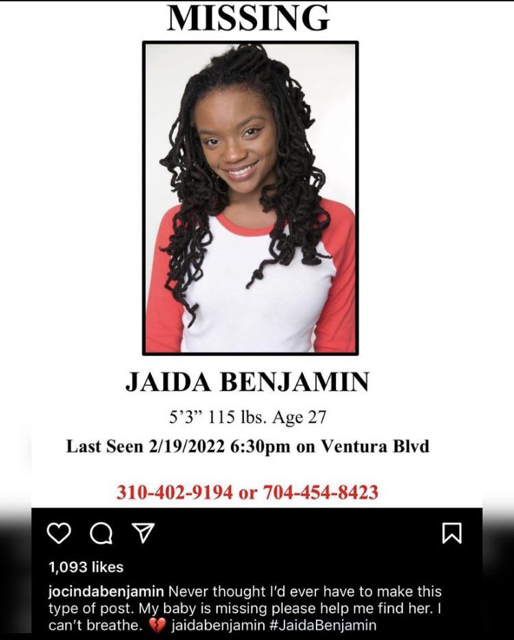 Missing🚨'Family Reunion' actress Jaida Benjamin missing after last seen