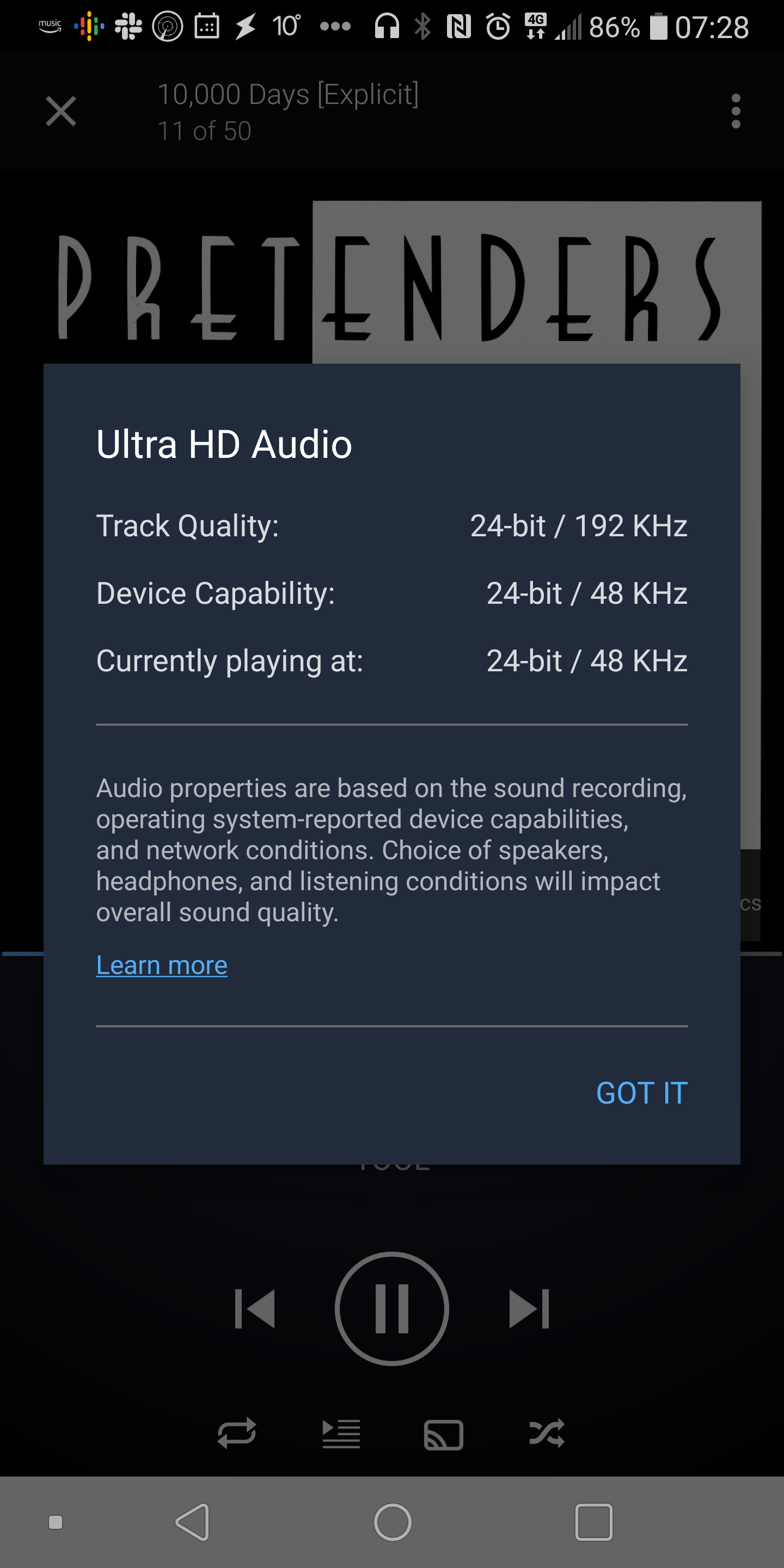 Amazon Music HD Audio Quality r/lgv30