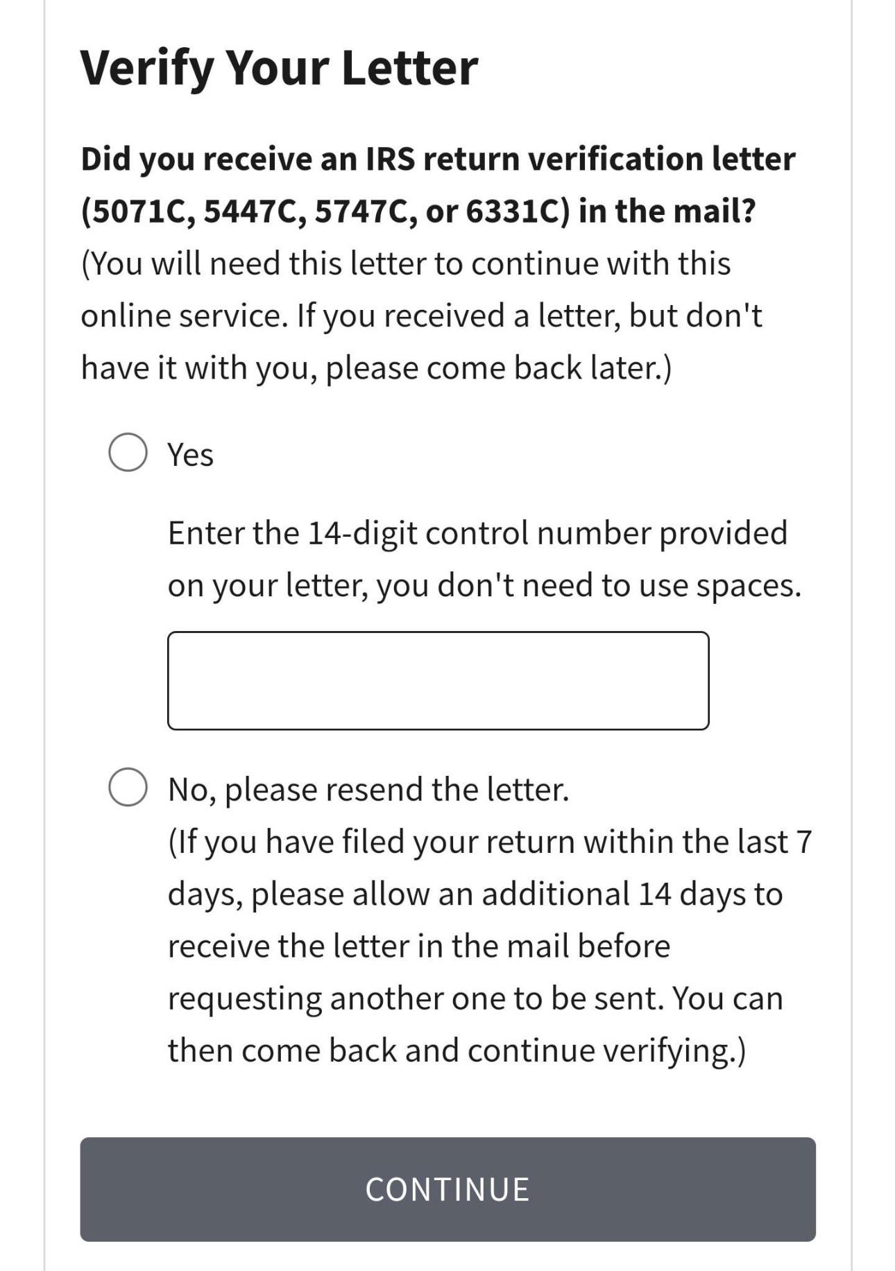 Accepted 1/26, Verify Identity, Letter Question r/IRS