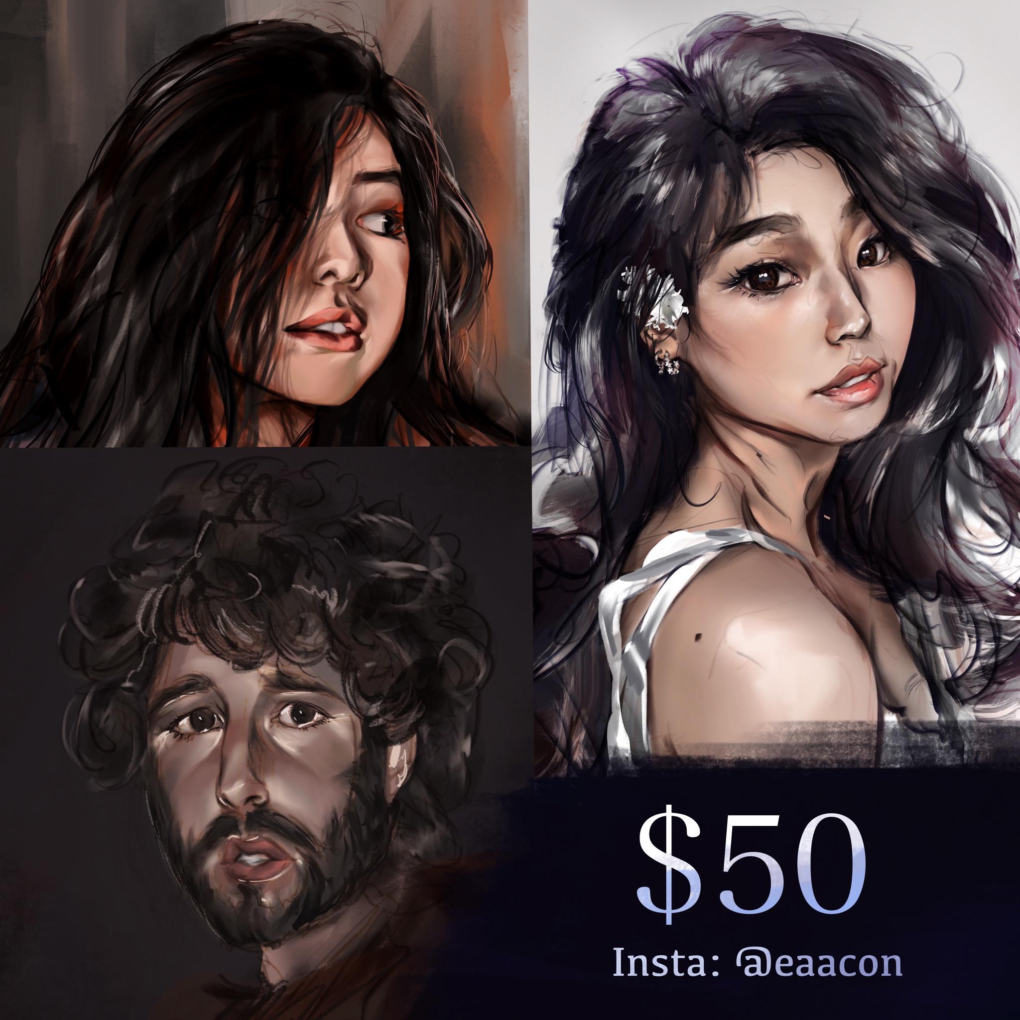 [For Hire] Opening digital portrait commissions (4 slots) for 50! r