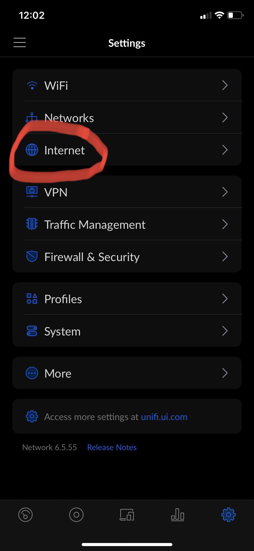ELI5 Unifi Network Mobile App, When I go to Settings (bottom right