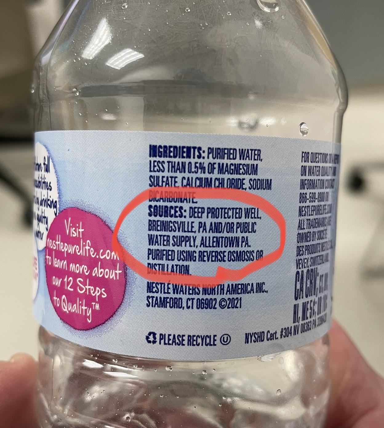 My bottled water might just be tap water from Pennsylvania. r/facepalm