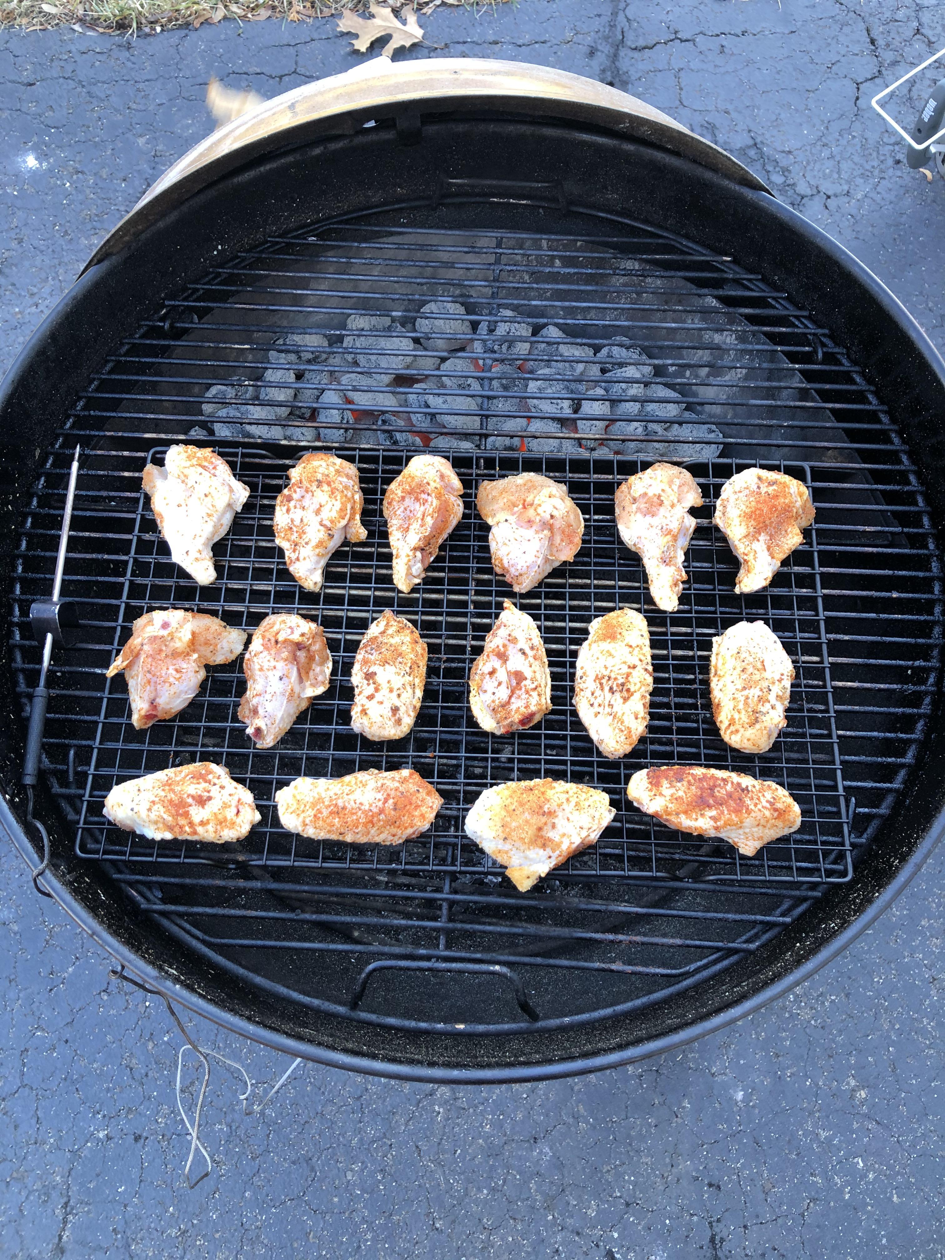 Wings on the er kettle on this beautiful Michigan Super Bowl Sunday