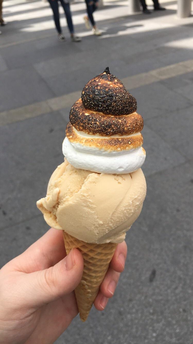 My Salted Caramel Ice Cream Cone With Torched Marshmallow On Top r