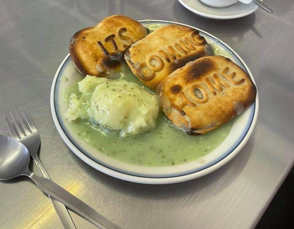 Leytonstone Pie and Mash shop getting in the Euros spirit! r/UK_Food