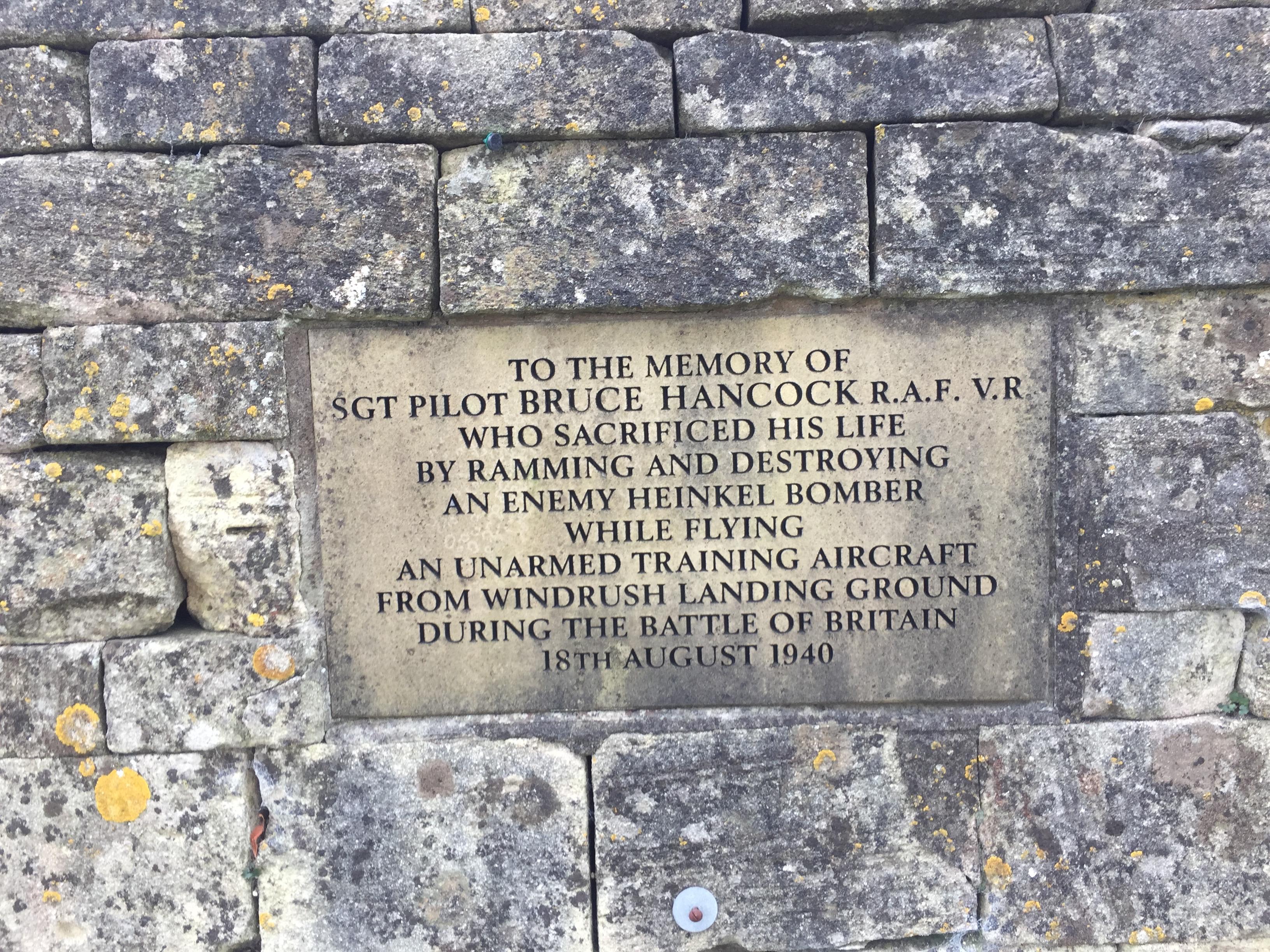 A commemoration to a WWII pilot in the village of Windrush, Oxfordshire