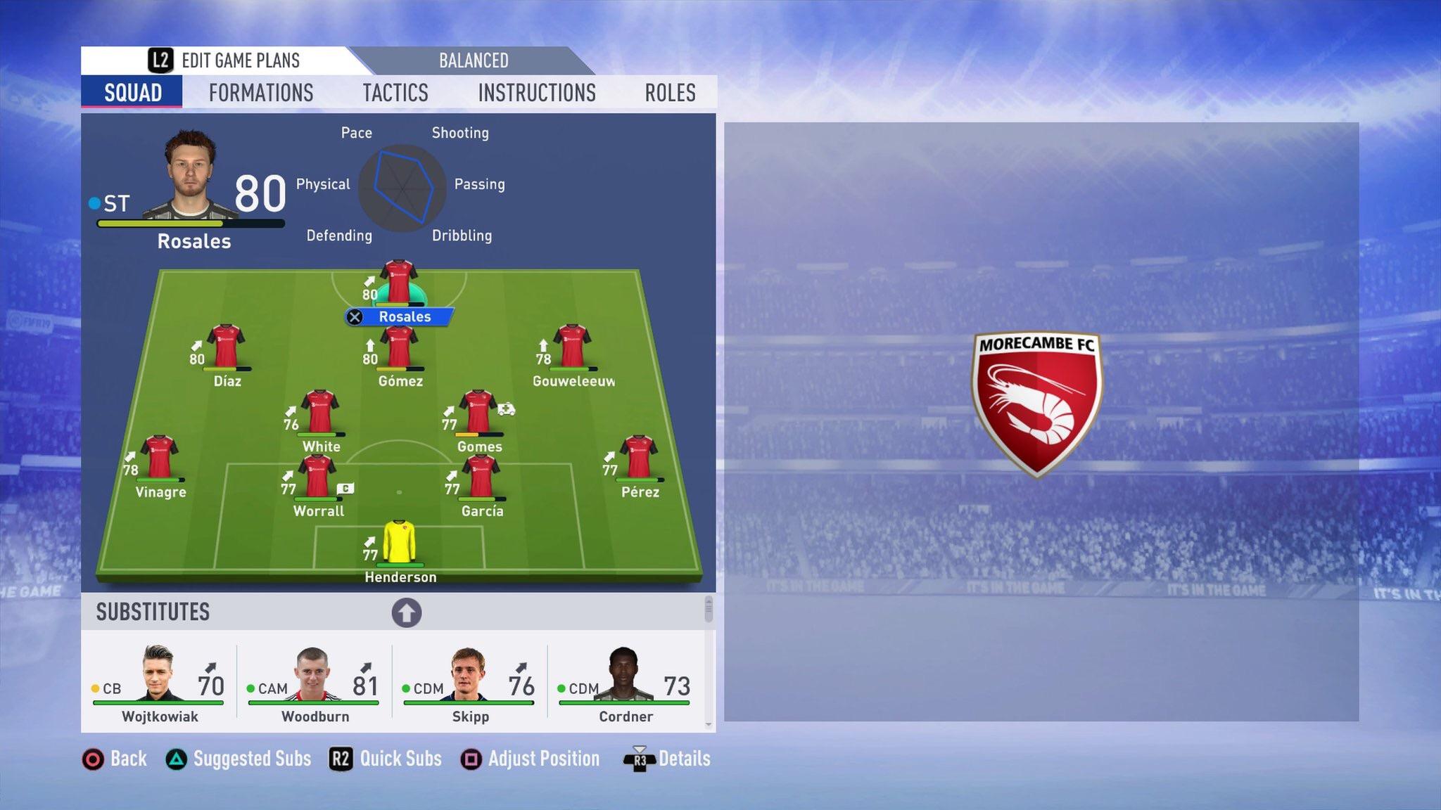 My morecambe team in the year 2023. Currently sitting 3rd with 30 games