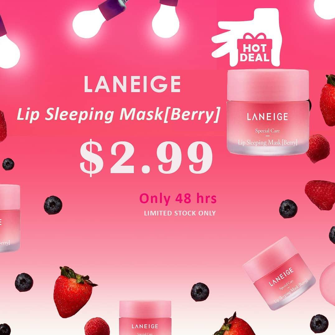 Laneige 2.99 berry lip mask on Blooming KOCO, free shipping on orders