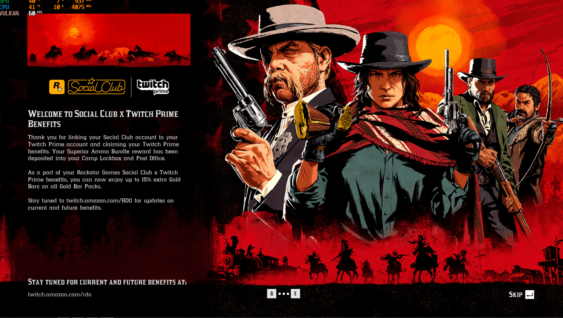 Finaly got the twitch prime benefits on RDR2 PC r/reddeadredemption