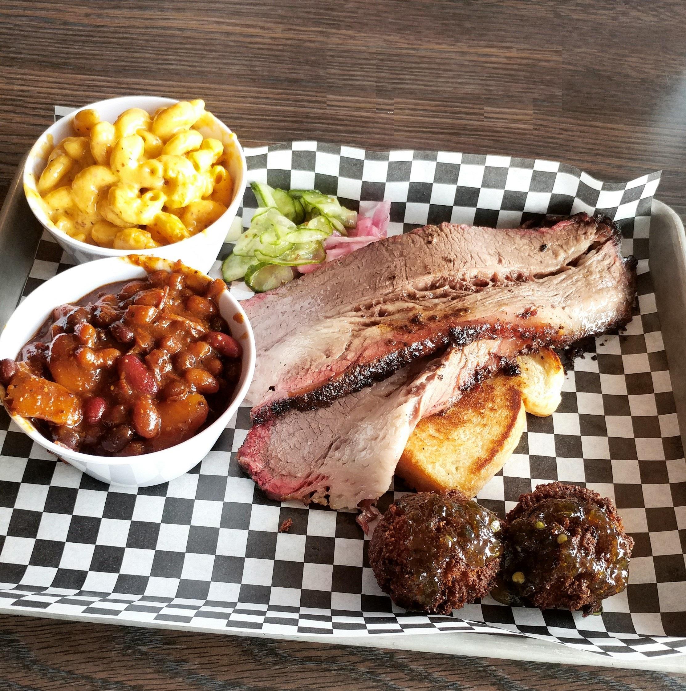 [I Ate] Beef Brisket with BBQ Baked Beans, Mac 'N' Cheese and Corn