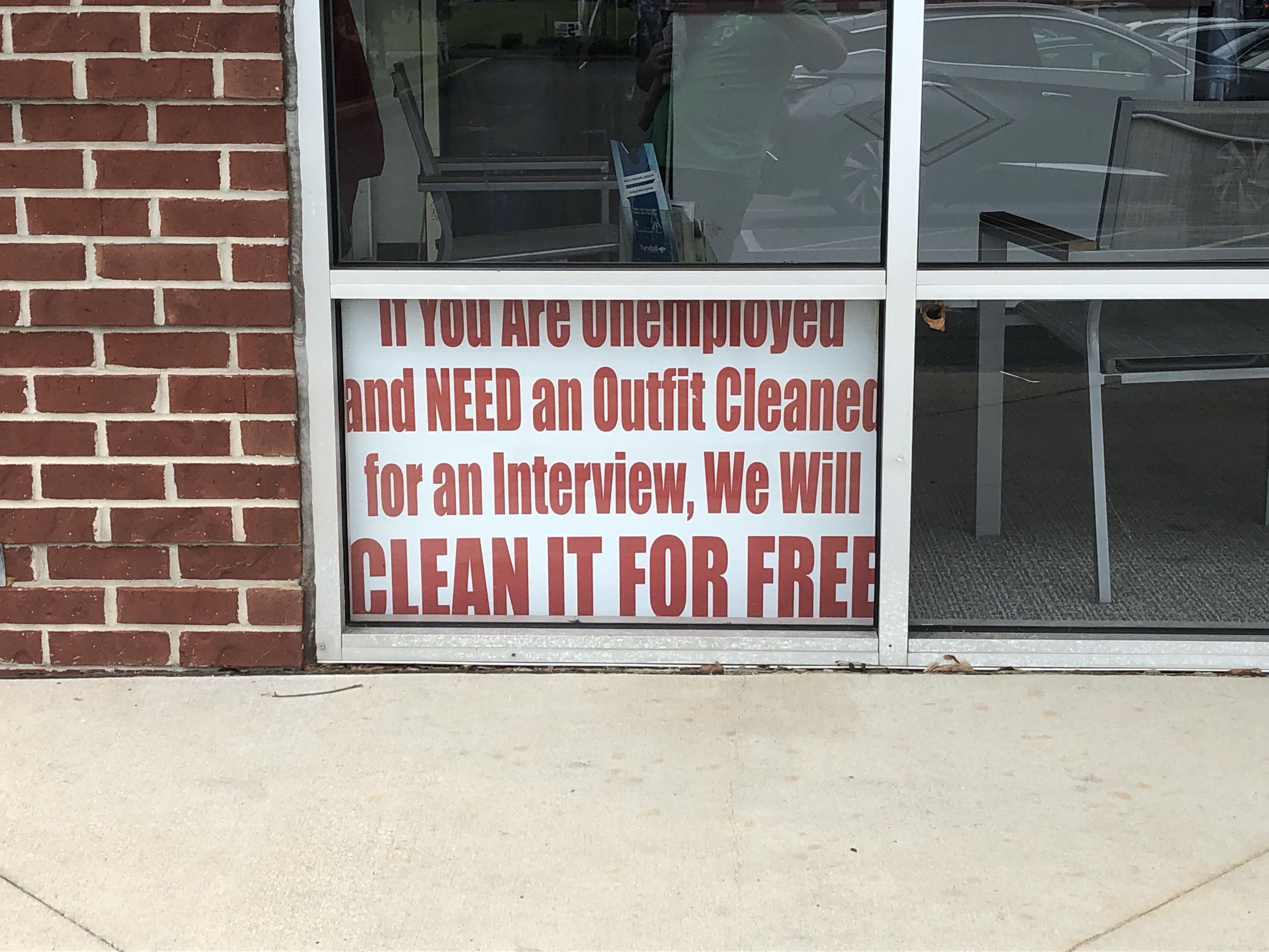 Found this sign at Master Cleaners in Mobile, AL. They are located on