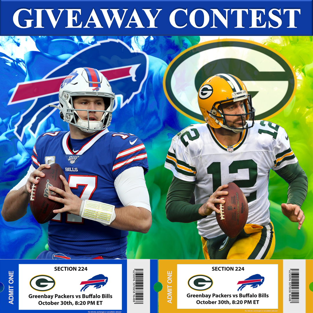 Two tickets plus parking for one lucky winner to the Packers vs Bills