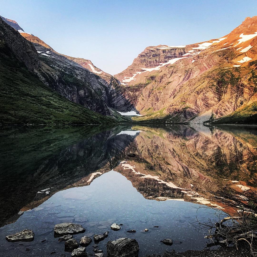 Camped at gunsight lake. Got this incredible picture in the morning