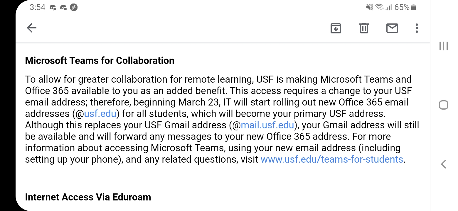 Once was unique to faculty members, USF students are to now use usf