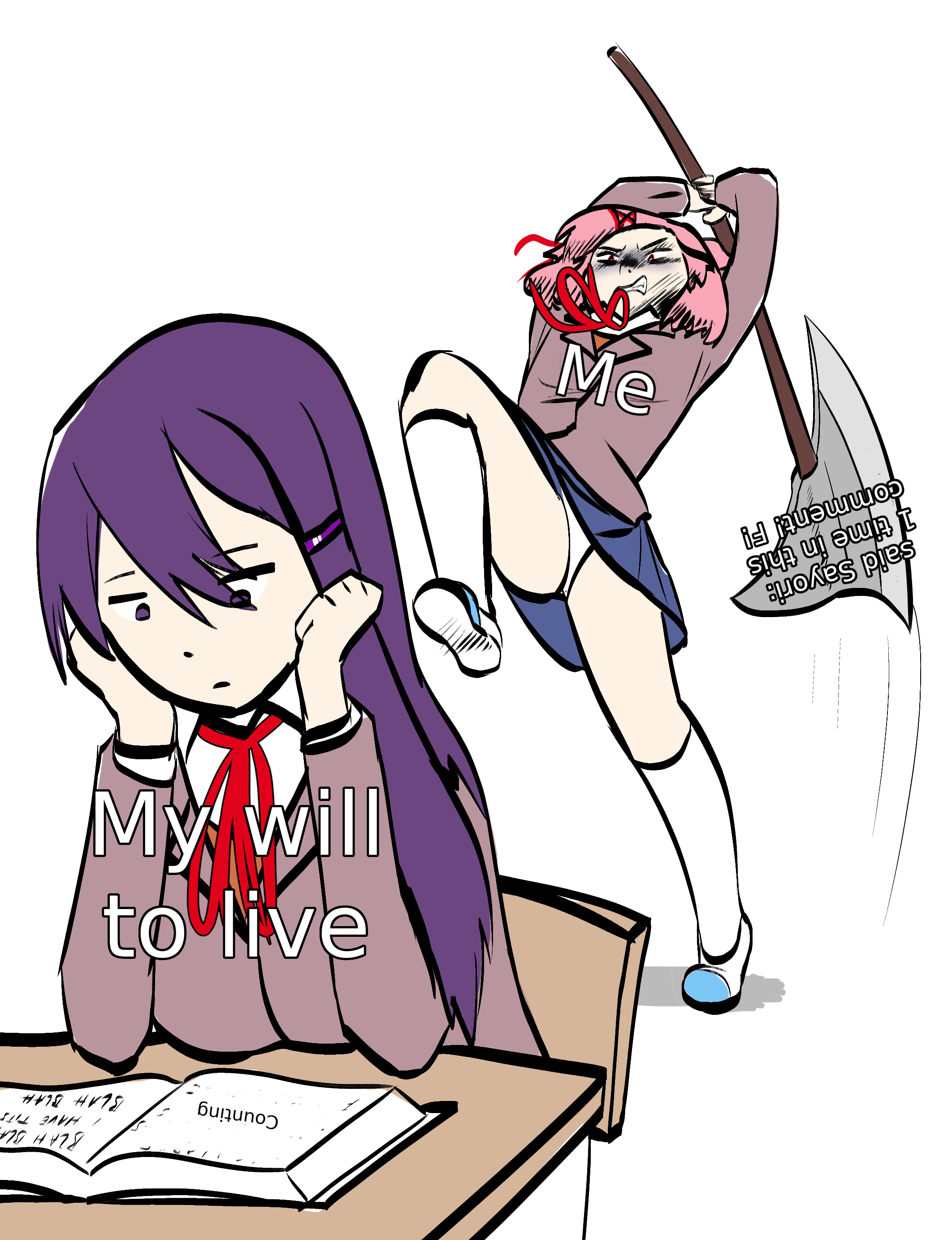 SayoriCounter said Sayori 1 time in this meme! Get out of