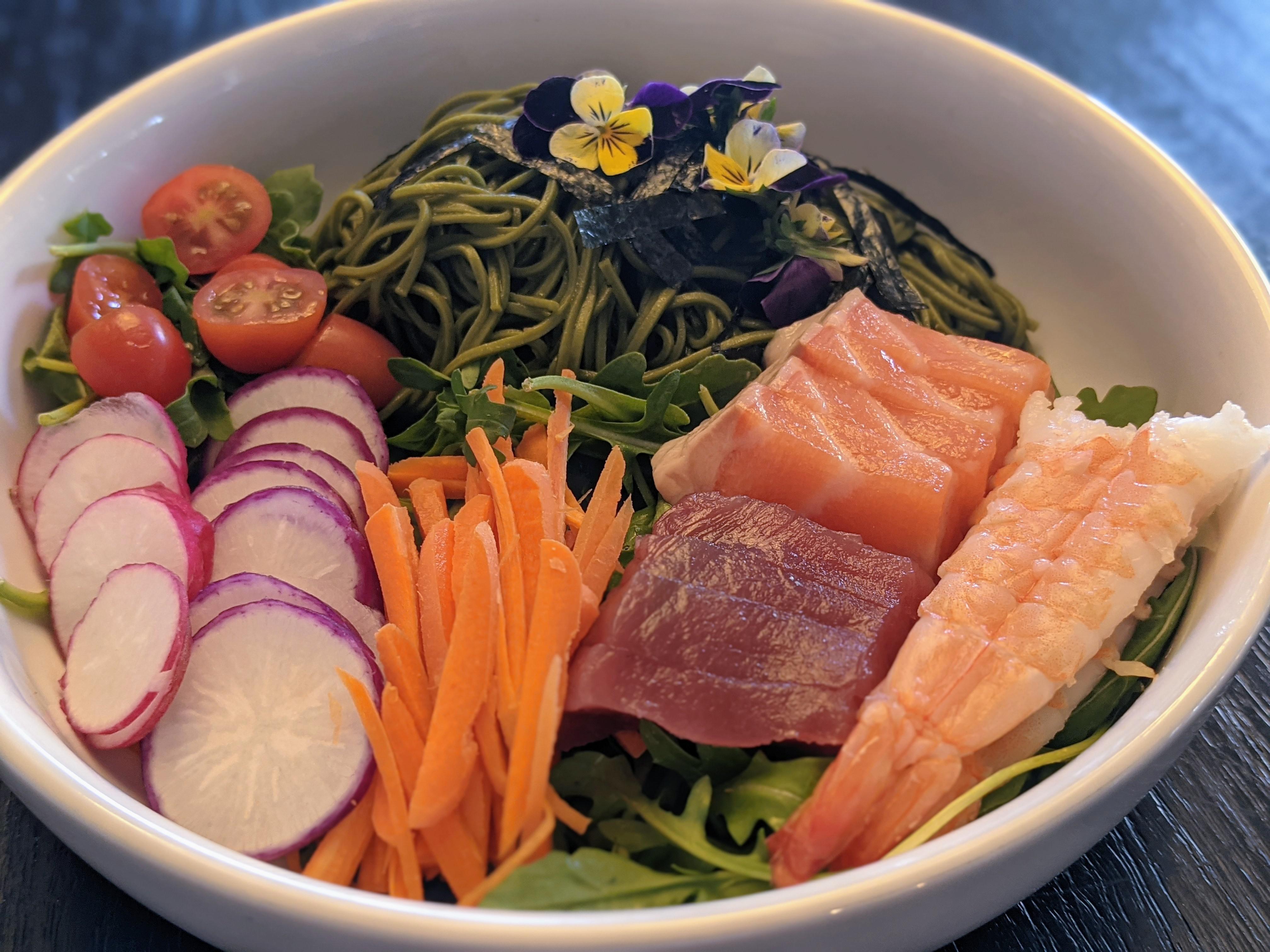 For dinner I paired Trader Joe's Matcha Green Tea Japanese Noodles