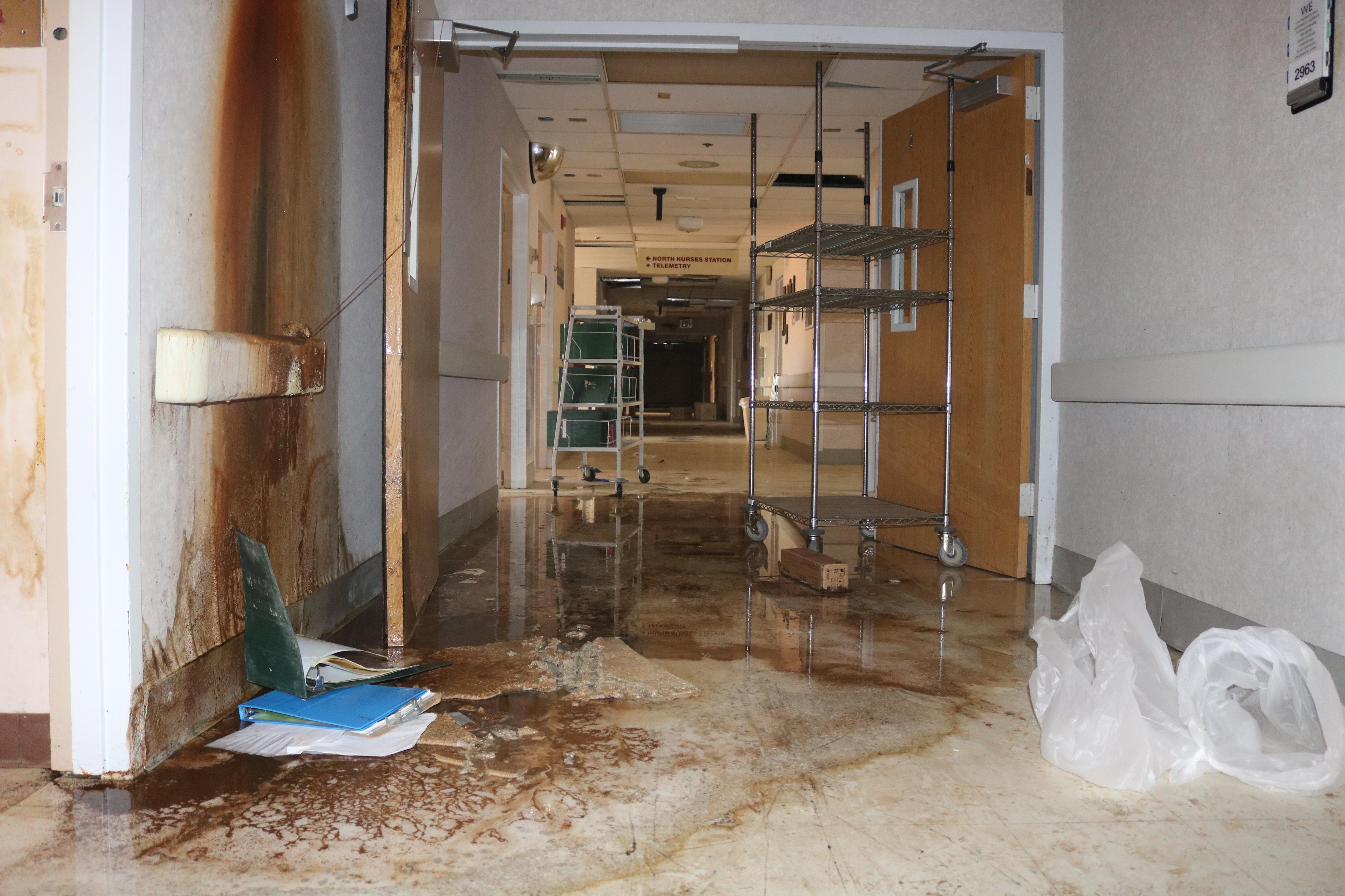 Explored a hospital that was abandoned after hurricane Harvey. r