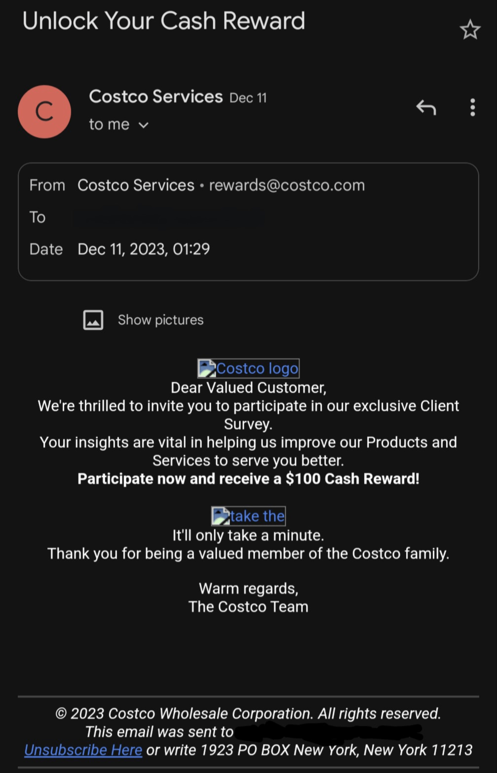 Costco Client Survey legit? r/Costco