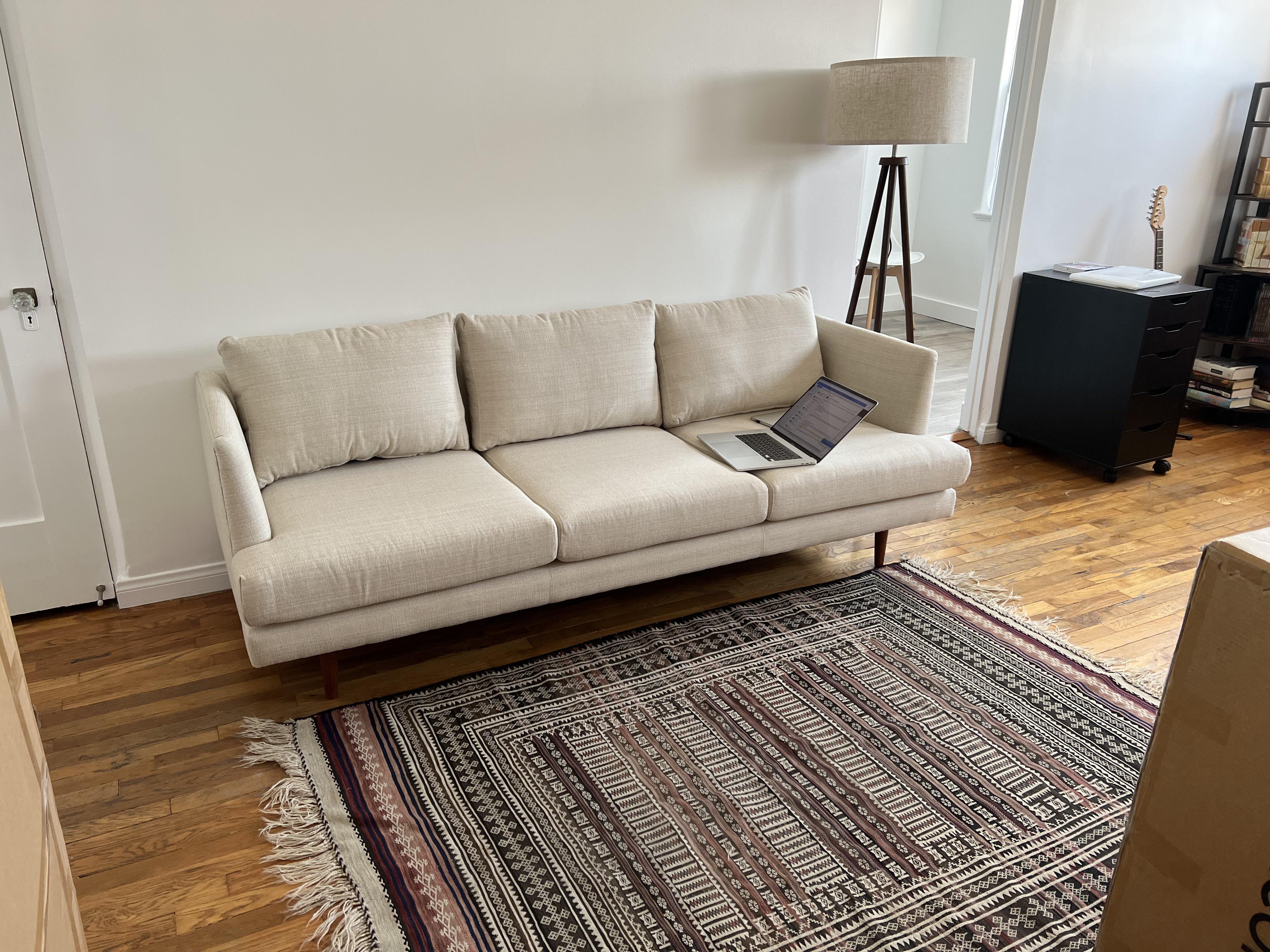 Need help deciding on a coffee table, throw blanket + pillows, and an alternate rug. (Out of