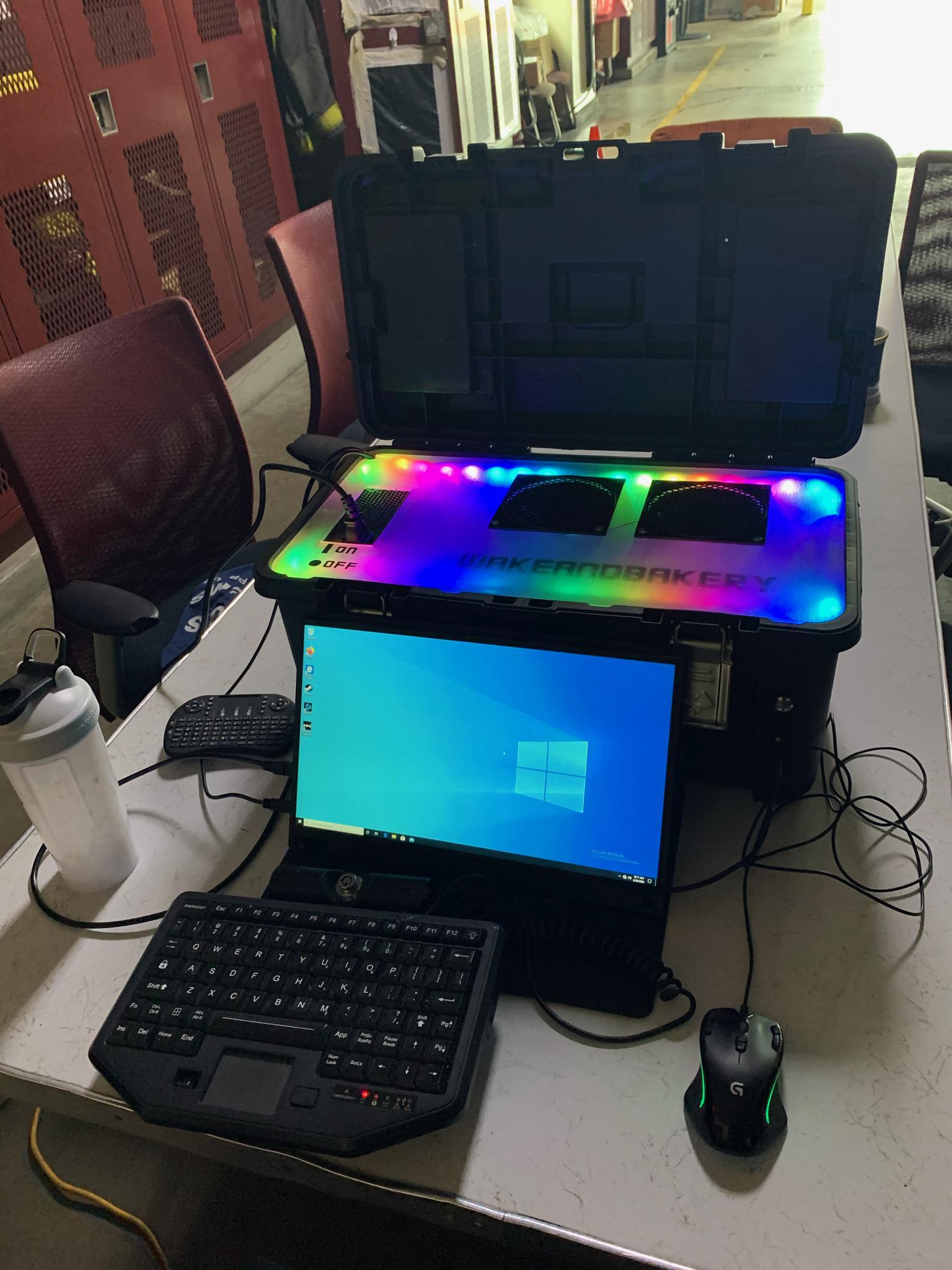 Made a portable gaming pc in a husky toolbox for the Firehouse. It's