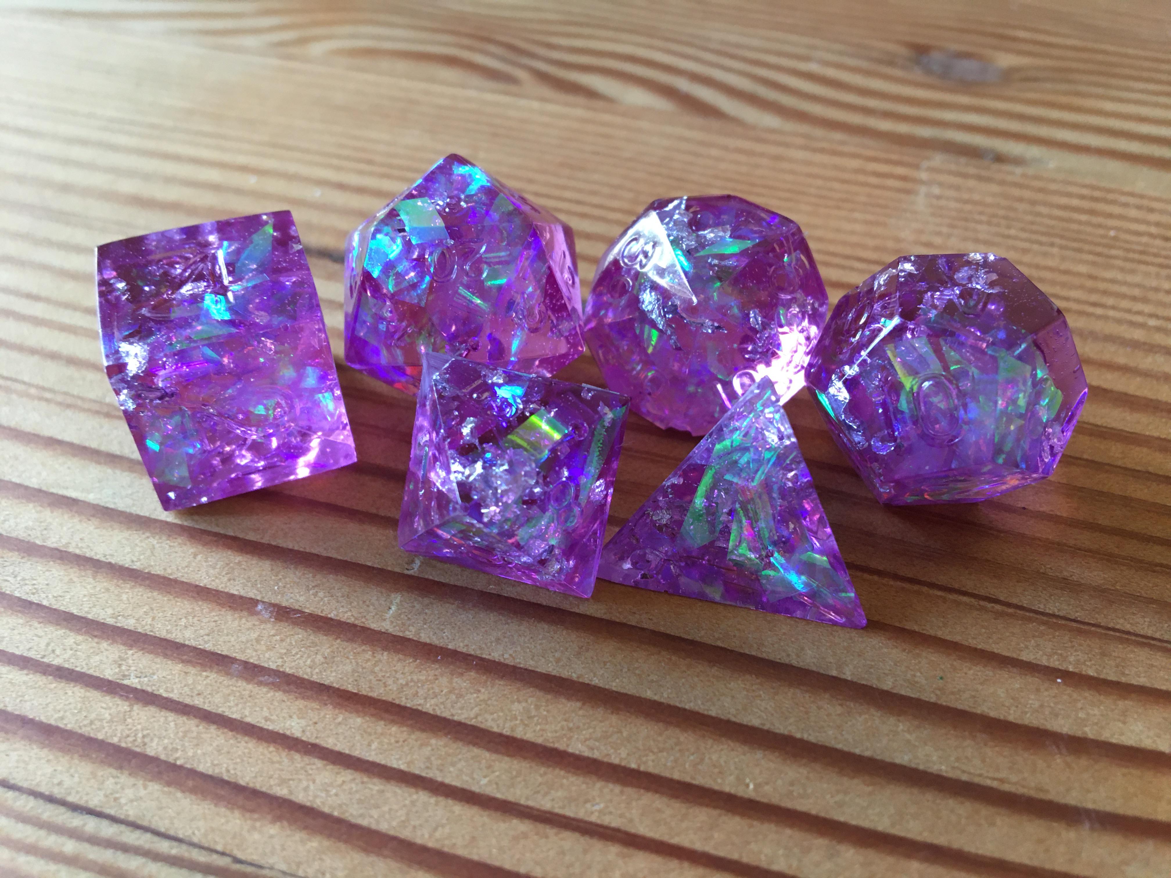 Set of dice I made! Trying out new inclusions at the moment! r