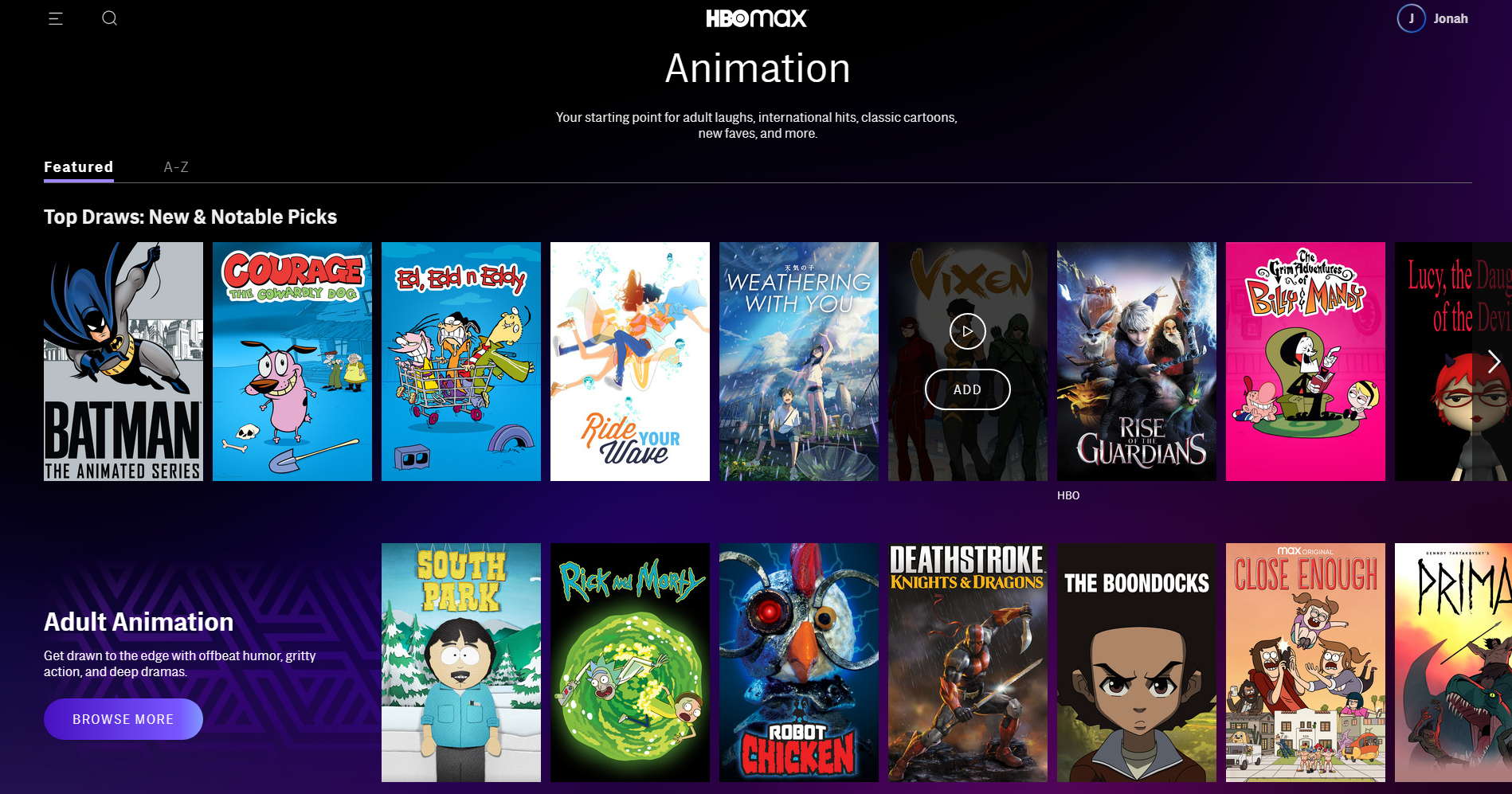 Looks like the HBO Max website just added an "Animation" section. They