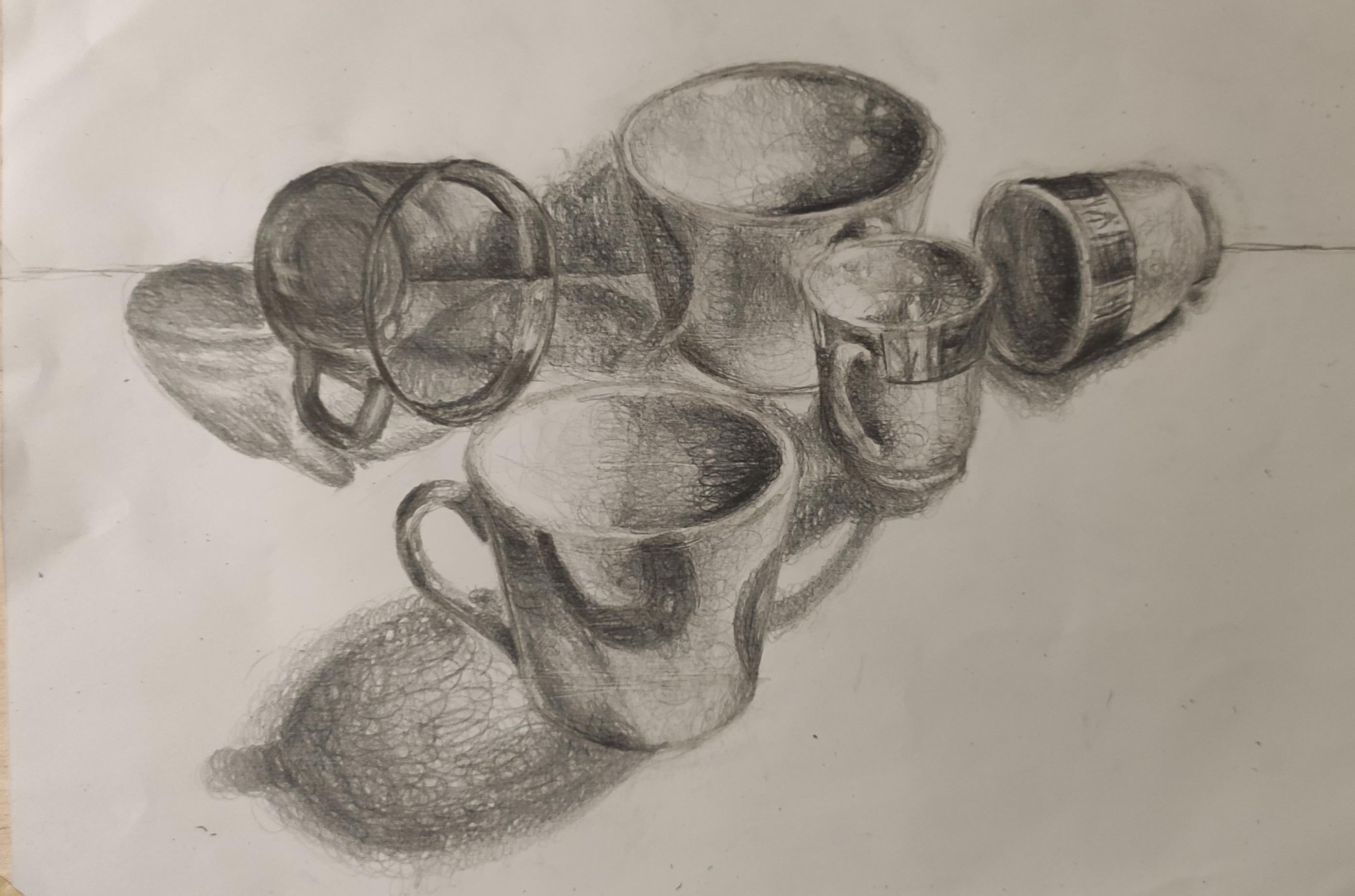 Cups, graphite pencil, 2020 r/drawing