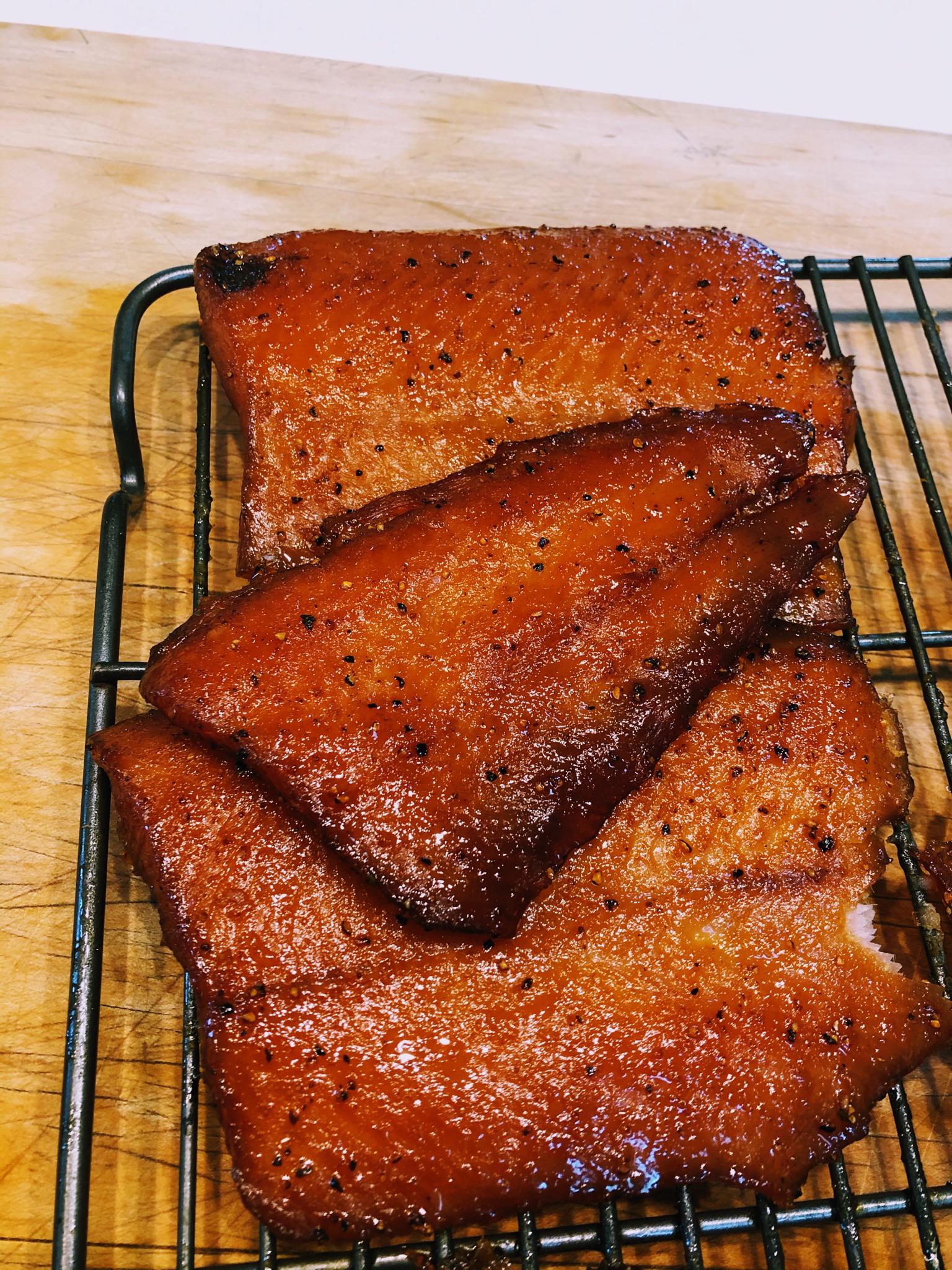 [Homemade]Hickory smoked salmon with honey bourbon glaze r/food