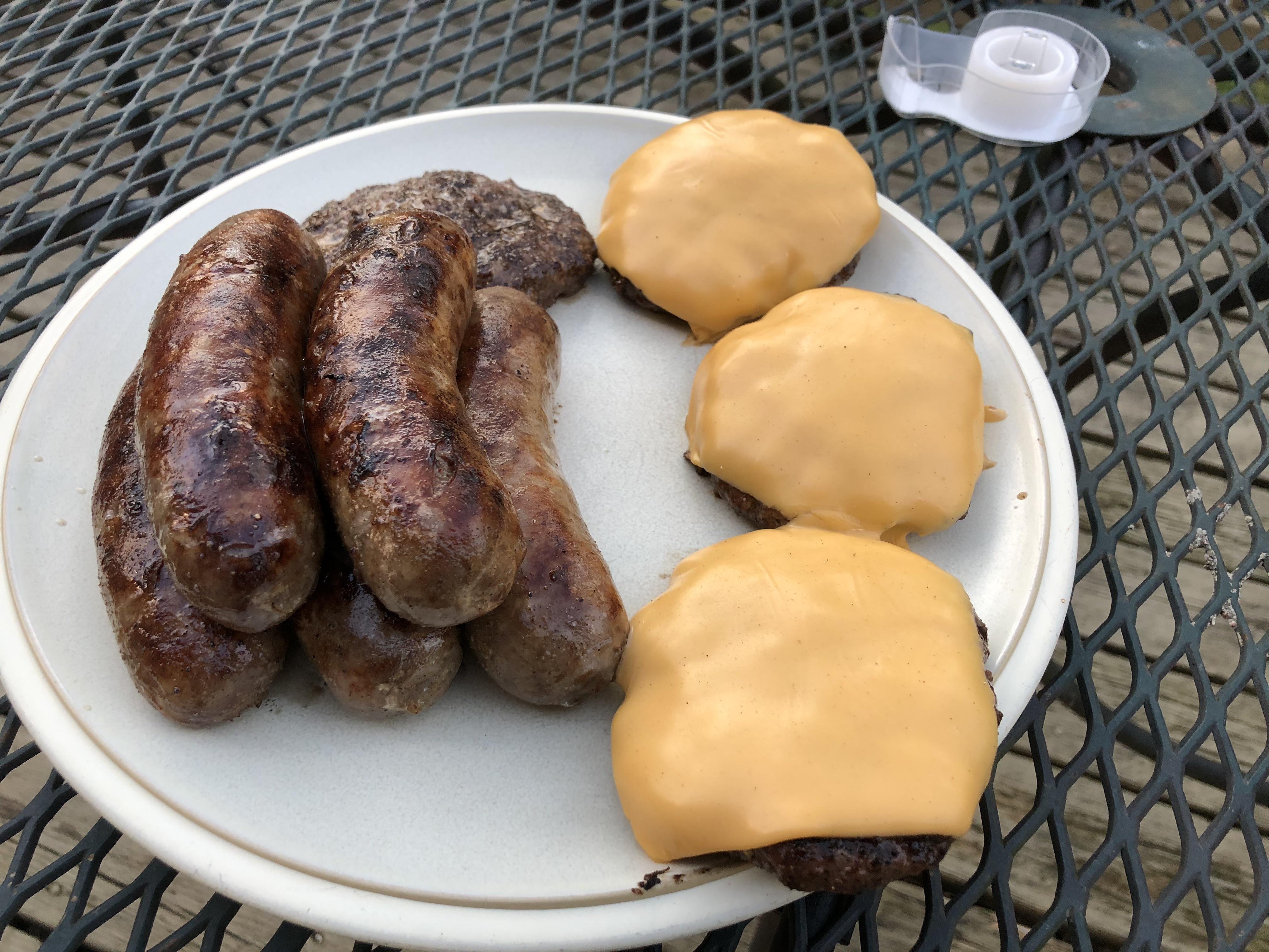 Nothing fancy, just some good ol beer brats and burgers. r/grilling