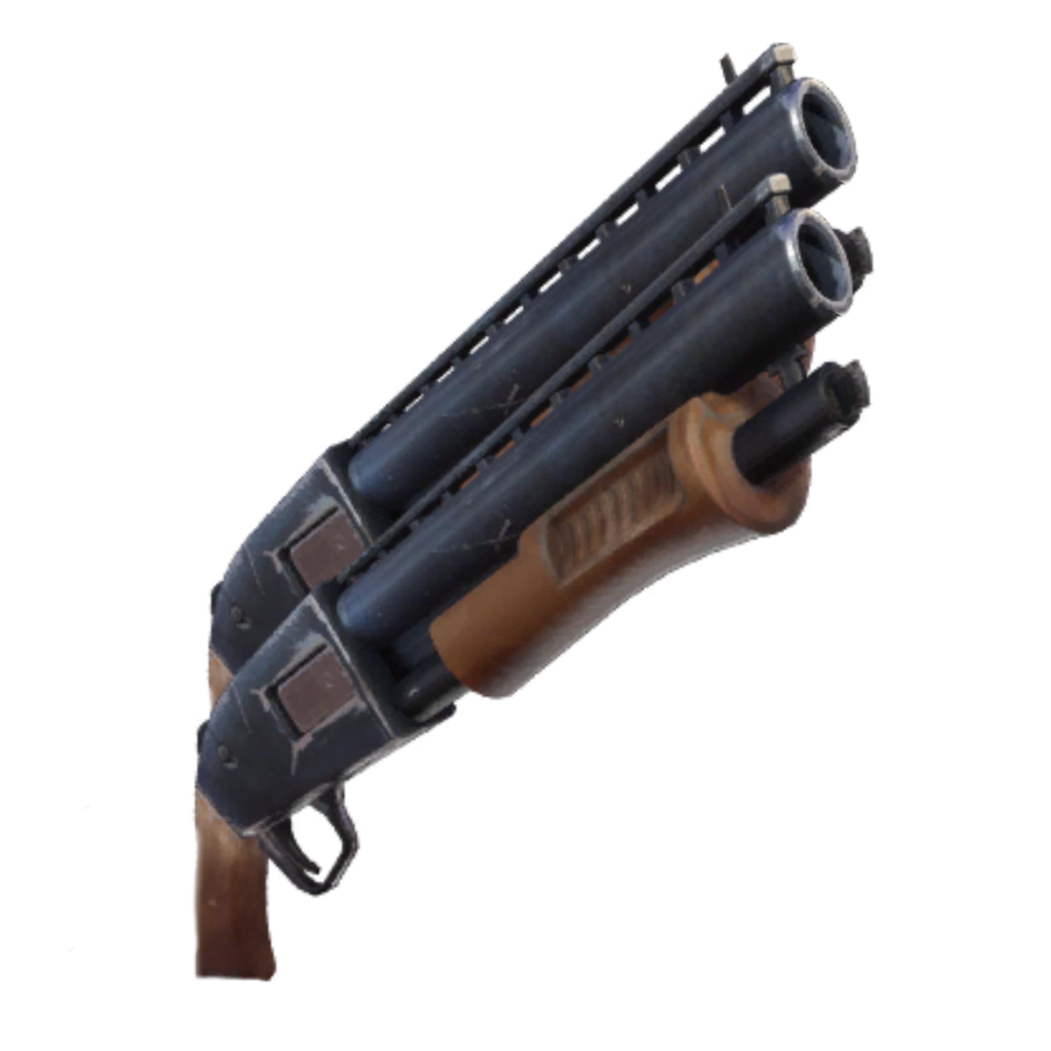 Dual Shotguns/ 6 Ammo Total/ Both shoot at the same time/ Fire rate of