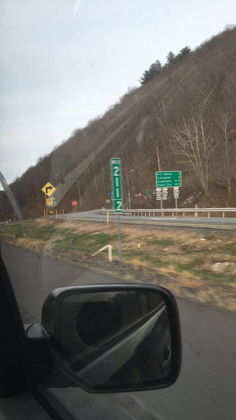 Mile marker on I81 near Union Dale, PA r/rush