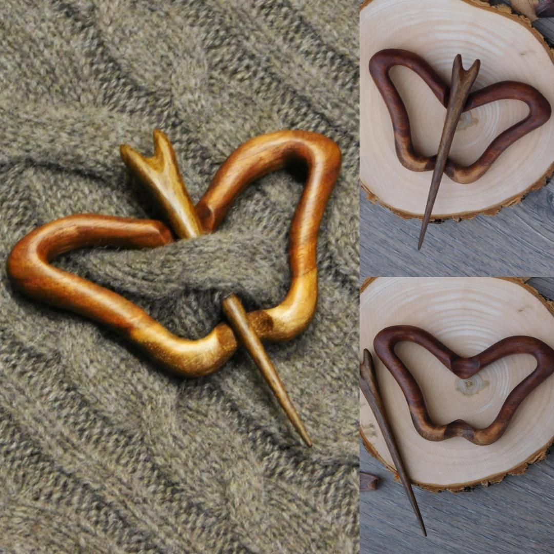 Wooden knitting pin. Walnut butterfly. r/knitting