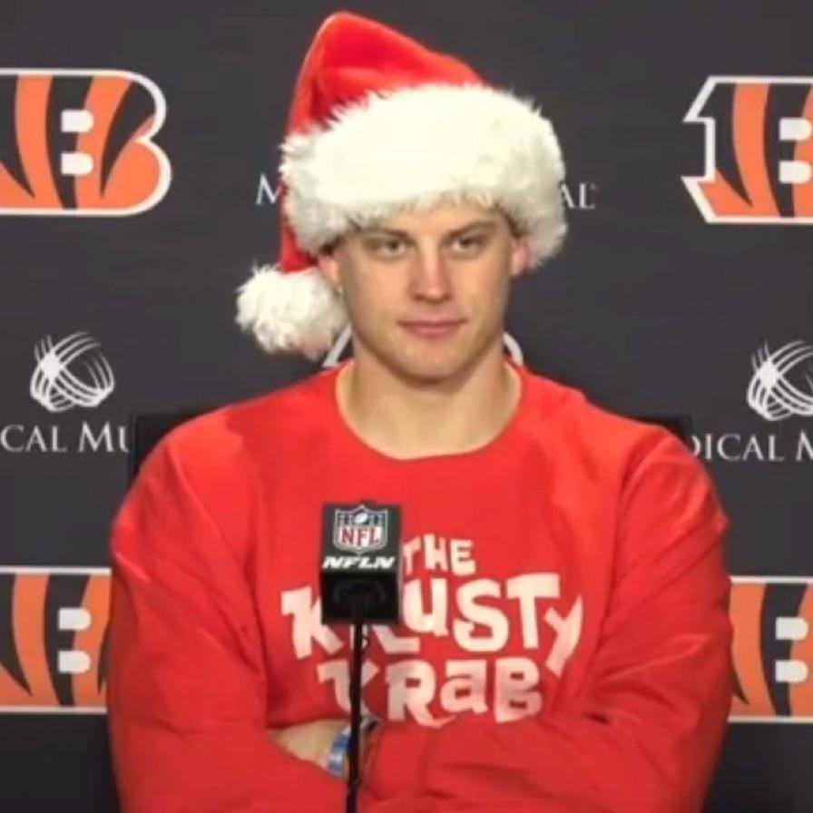 NFL quarterback Joe Burrow at his press conference after beating the