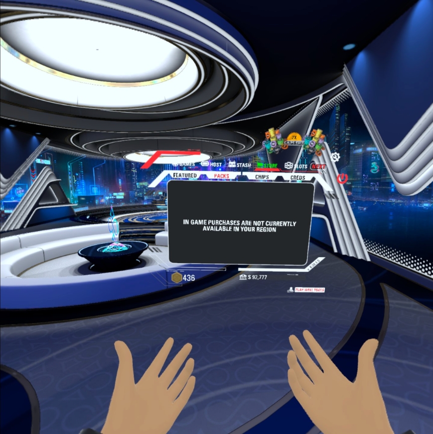 Can't buy in game purchases r/PokerStars_VR