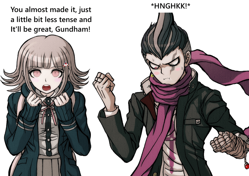 Danganronpa Characters trying to pout with Chiaki's help 1 (Gundham