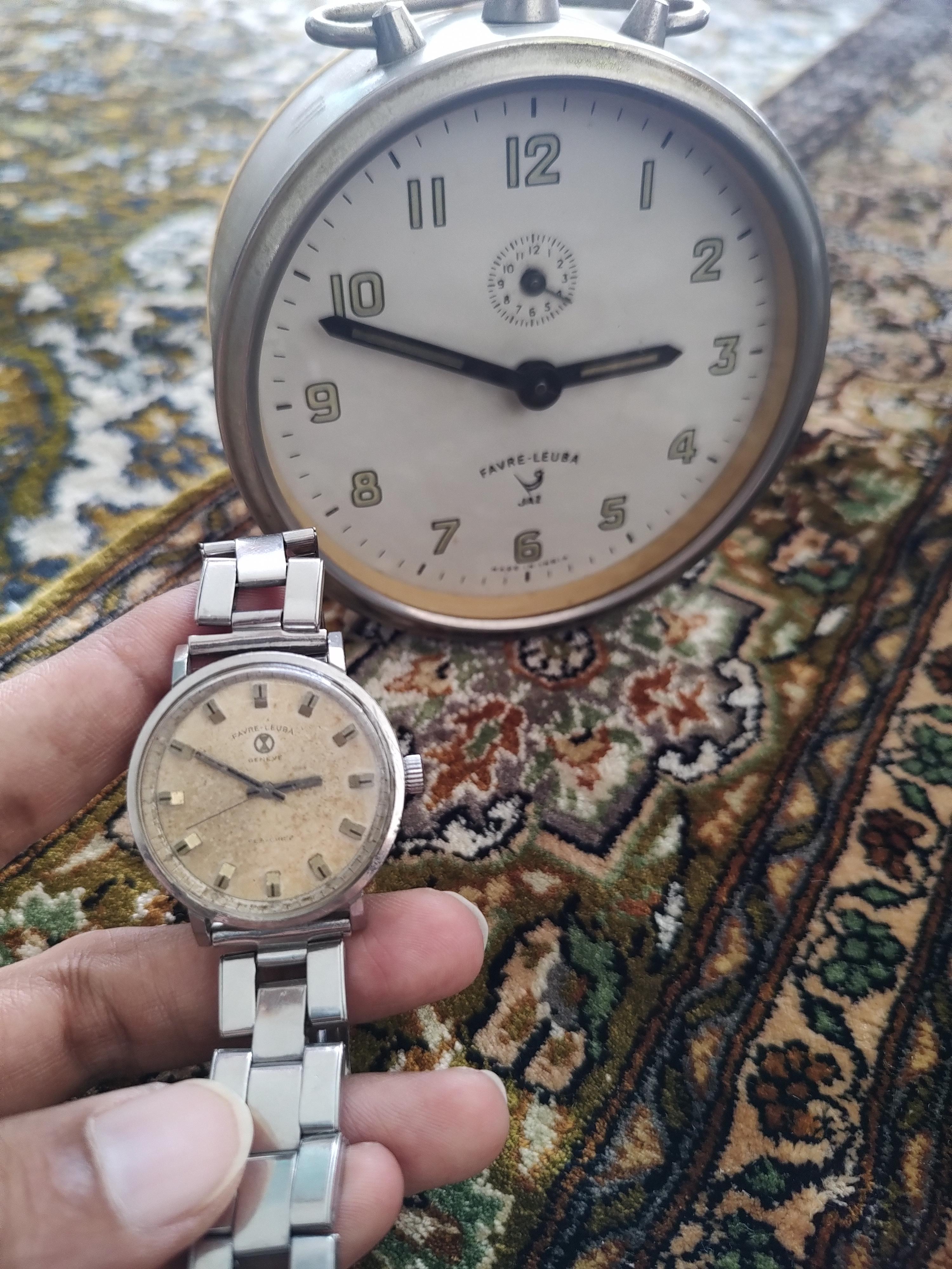 Favre Leuba Jaz alarm clock and wrist watch. r/hmtwatches