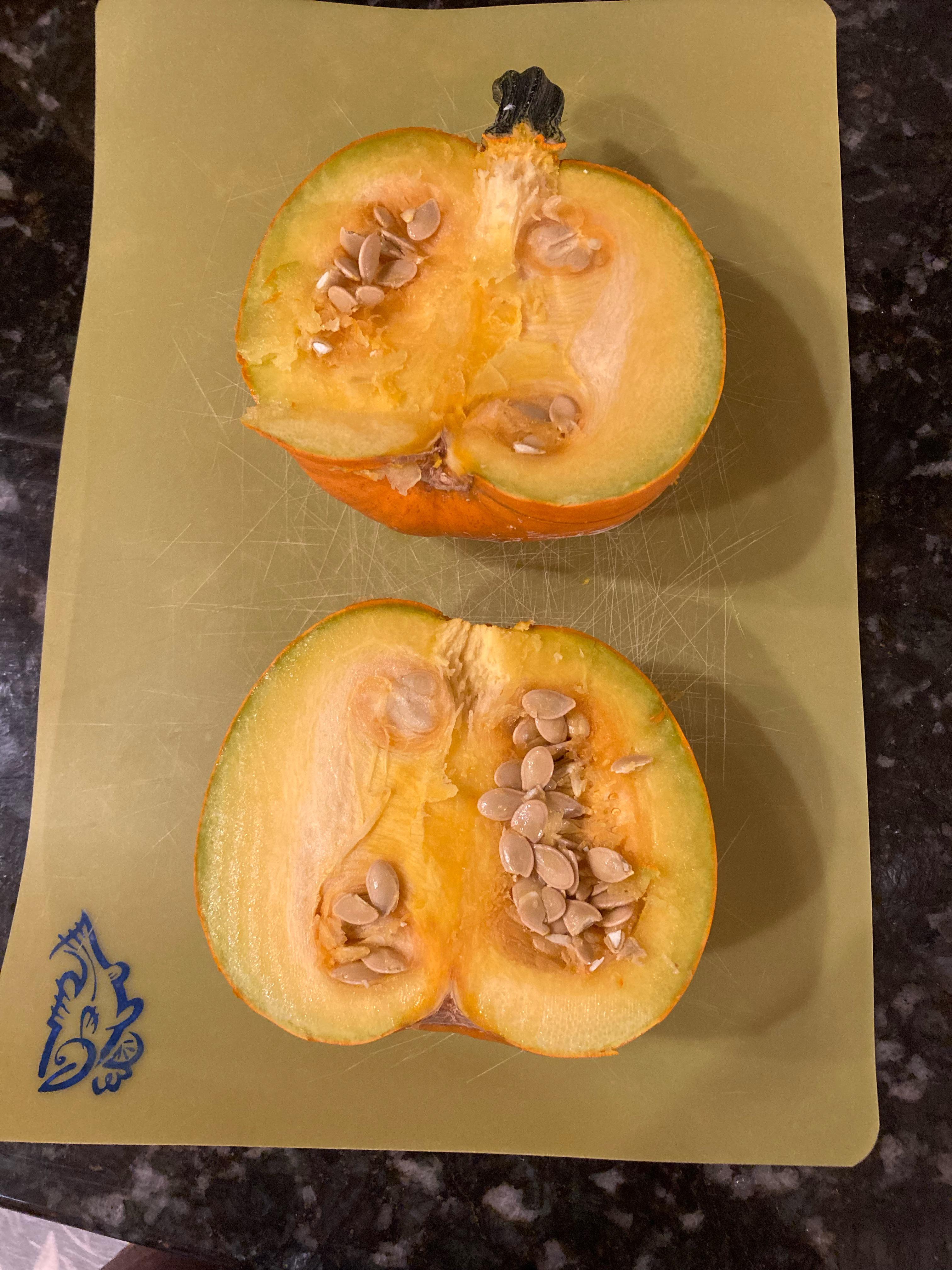 My sugar pumpkin is a little green on the edges. I was planing to make