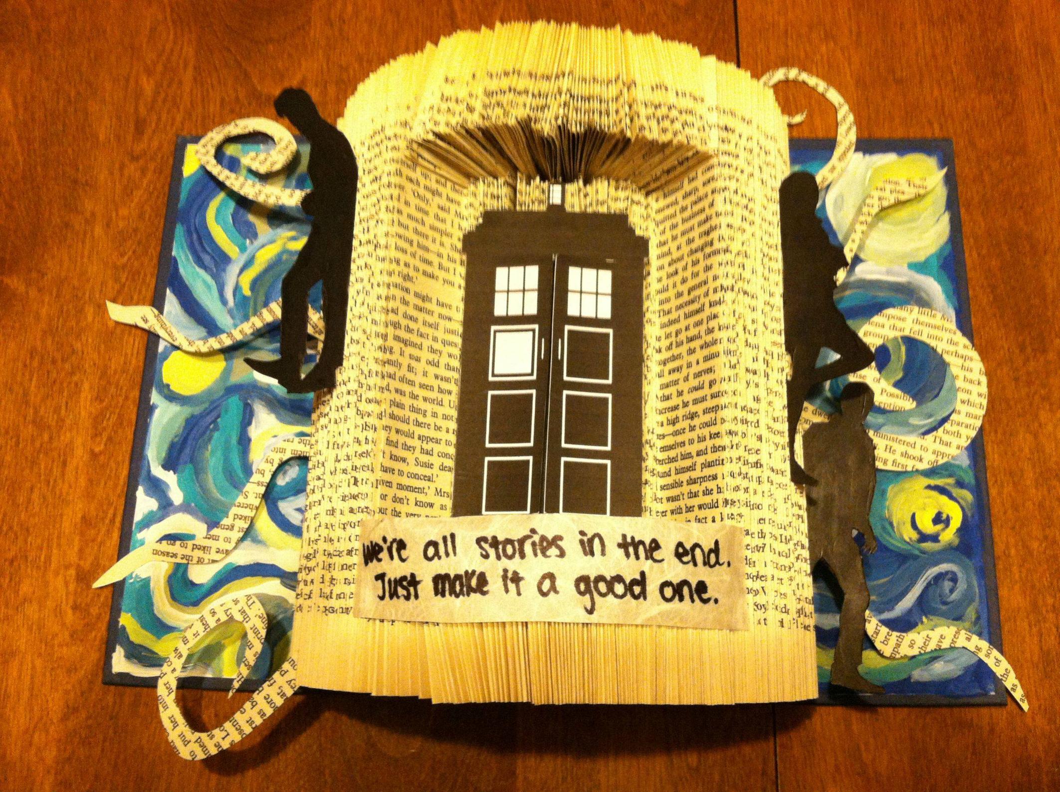 Doctor who art carved into a book r/doctorwho