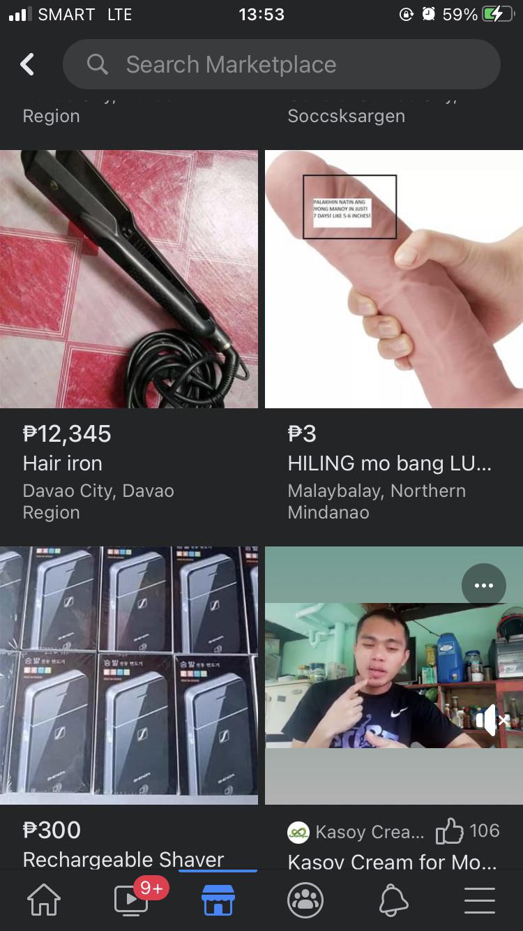 At Facebook marketplace I found porn in top right : facebook