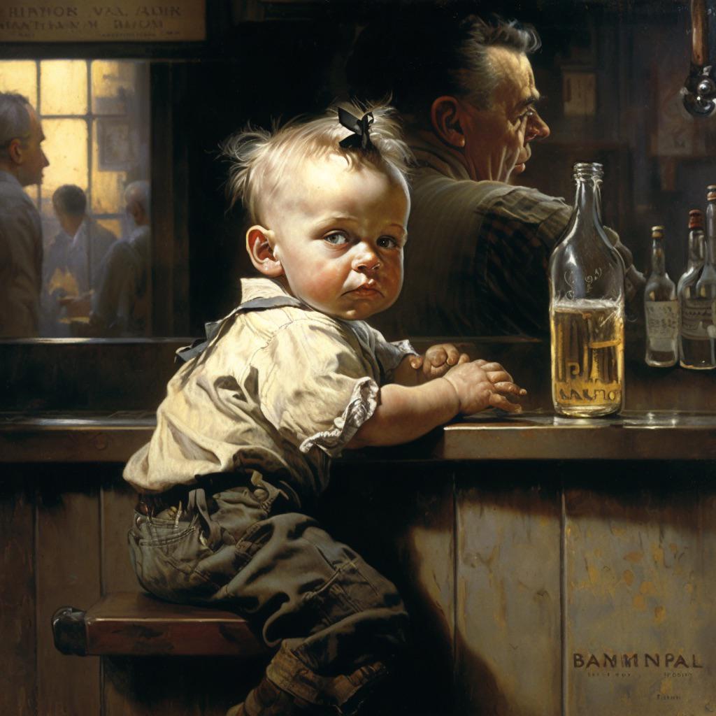 Norman Rockwell painting of a baby hitting rock bottom r/weirddalle
