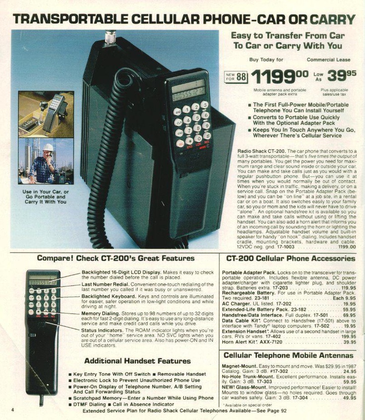 (1988) Radio Shack CT200 Transportable Cellular Phone Buy Today for