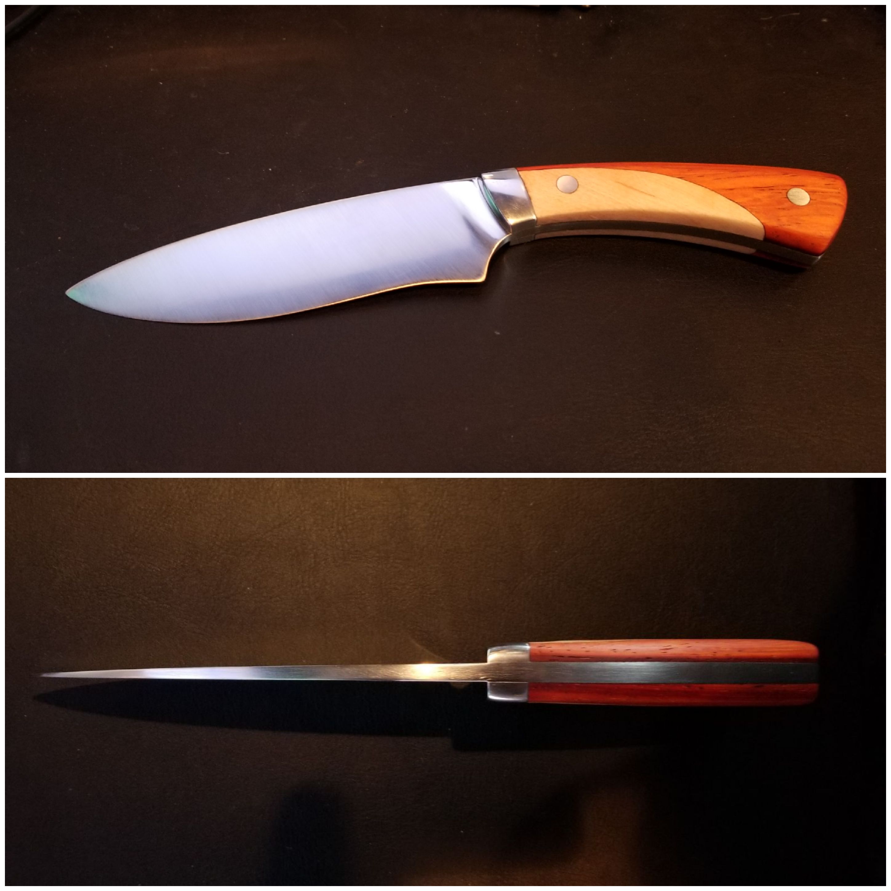 First knife finished from a coil spring. 5" blade. Details